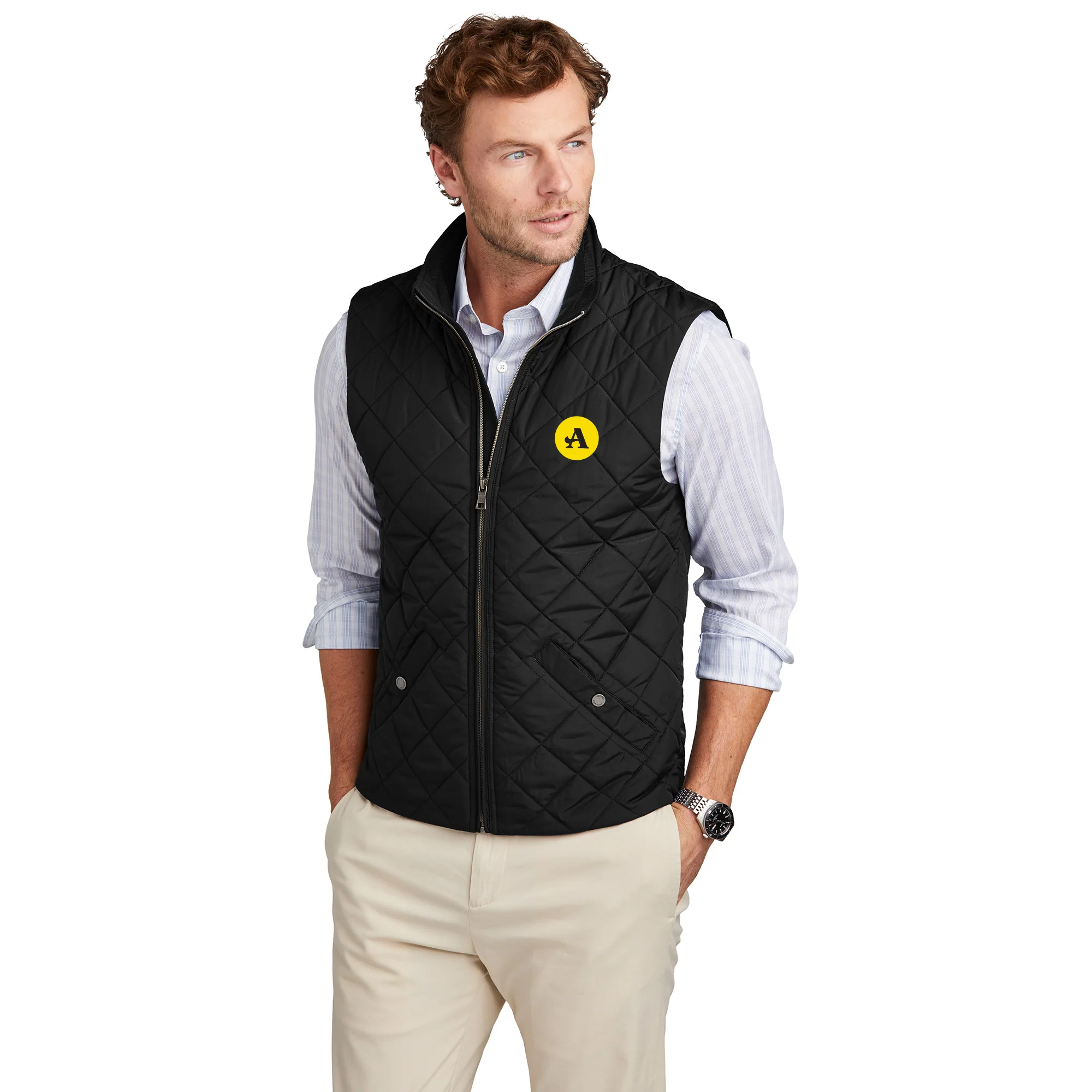 Acacia Primary Logo LC Brooks Brothers Quilted Vest - Deep Black - Image 4