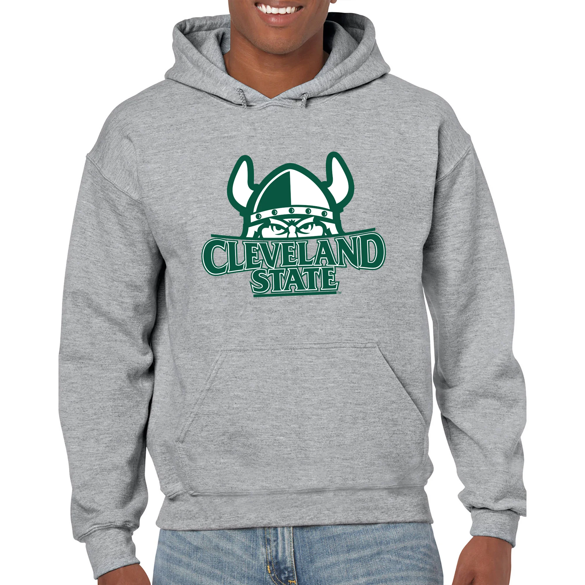 Cleveland State Vikings Primary Logo Hoodie - Sport Grey - Image 3