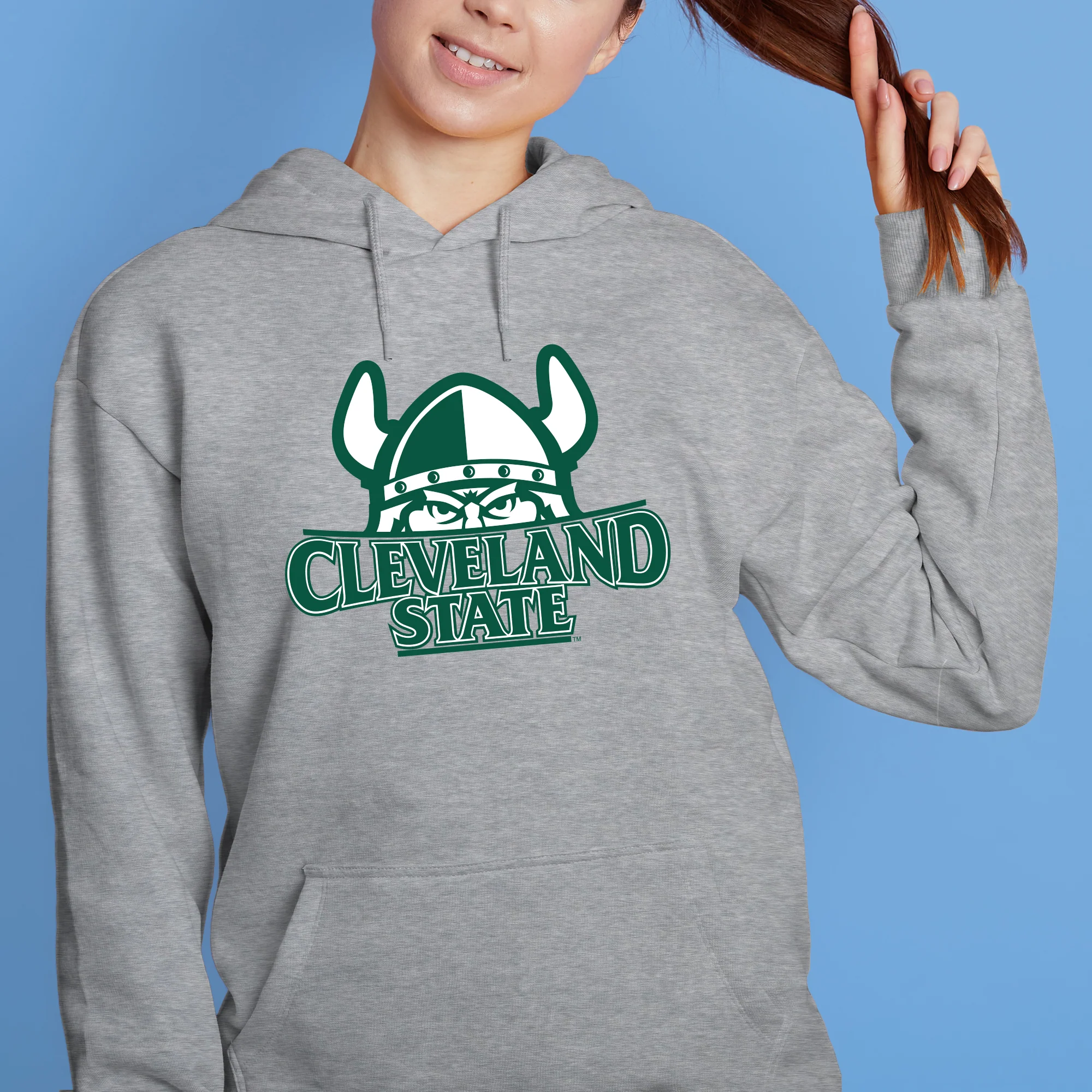 Cleveland State Vikings Primary Logo Hoodie - Sport Grey - Image 4
