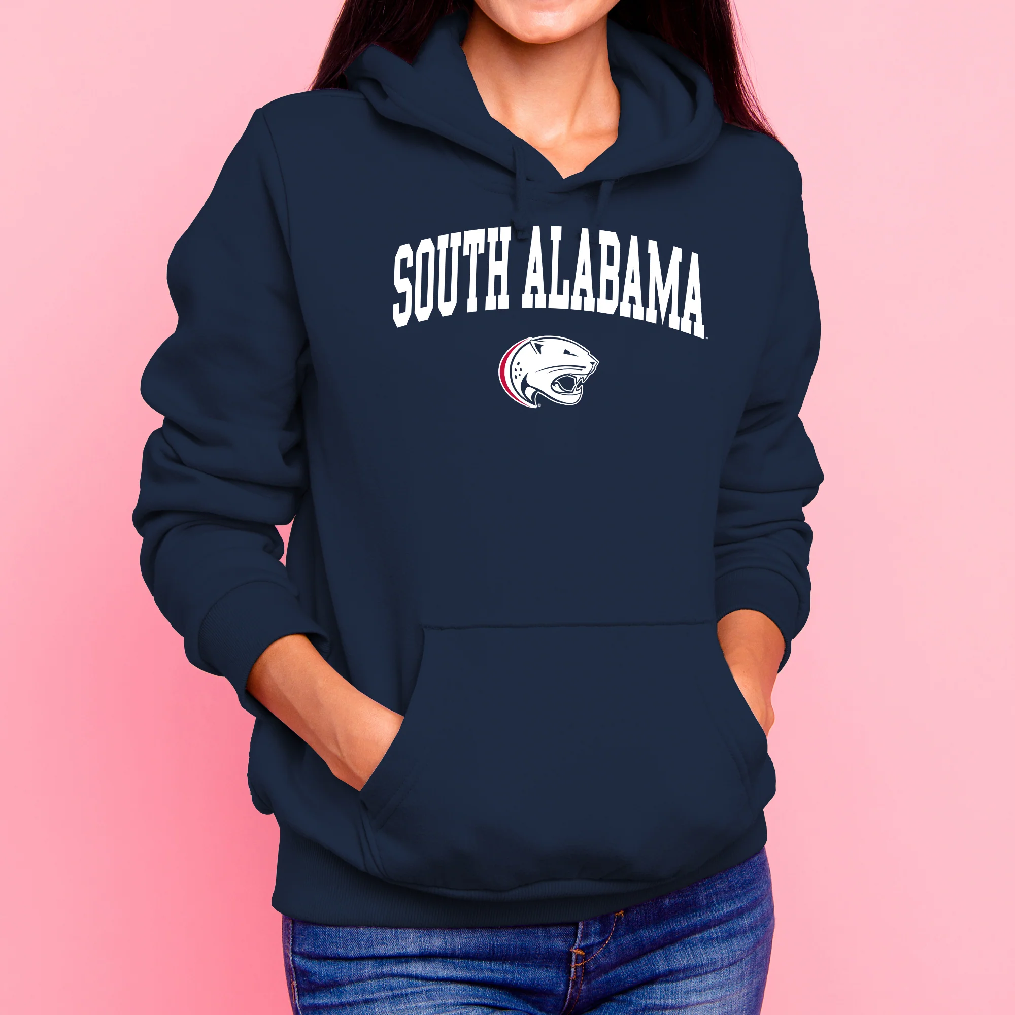 South Alabama Jaguars Arch Logo Hoodie - Navy - Image 4