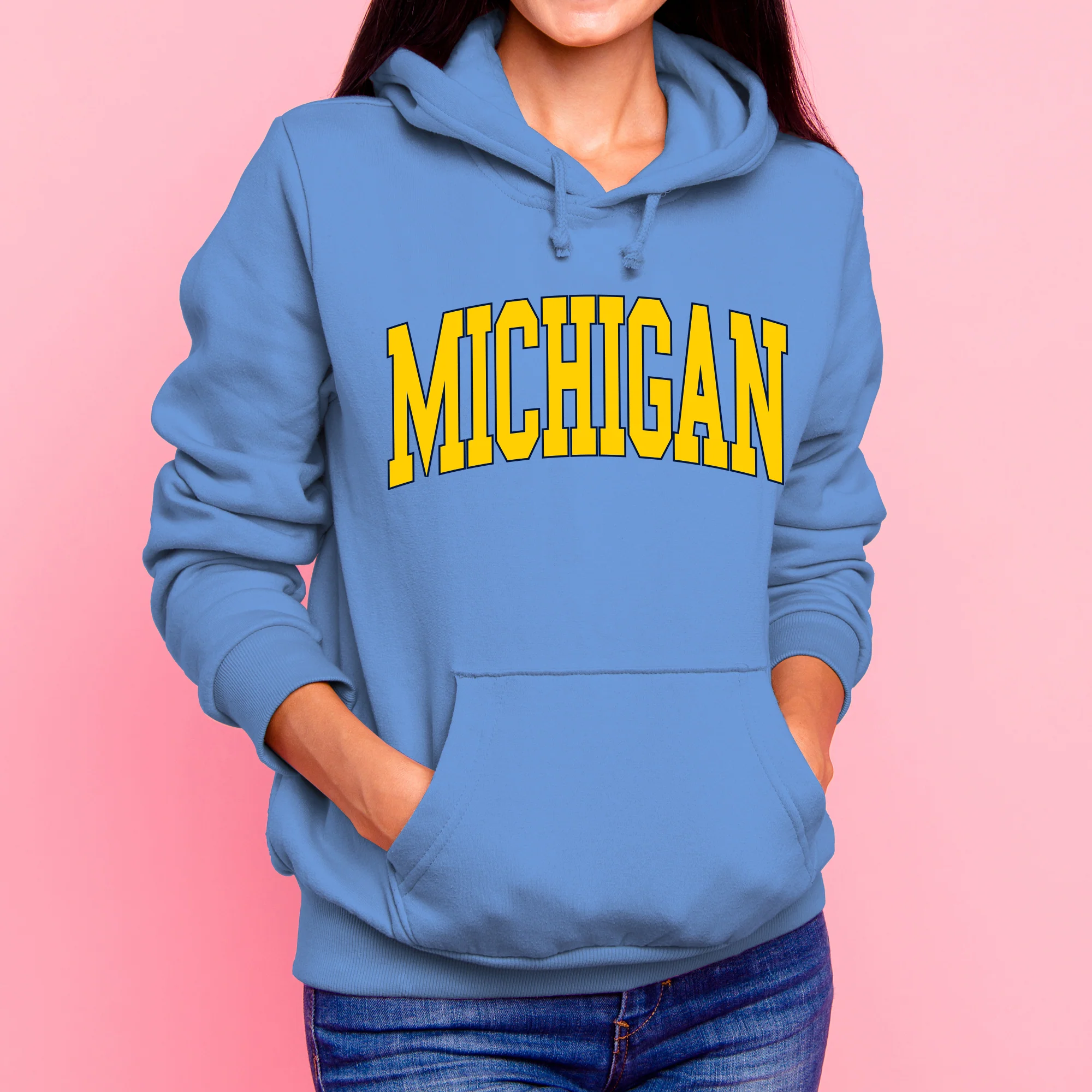 Michigan Wolverines Mega Arch Hoodie - Carolina Blue - Image 4