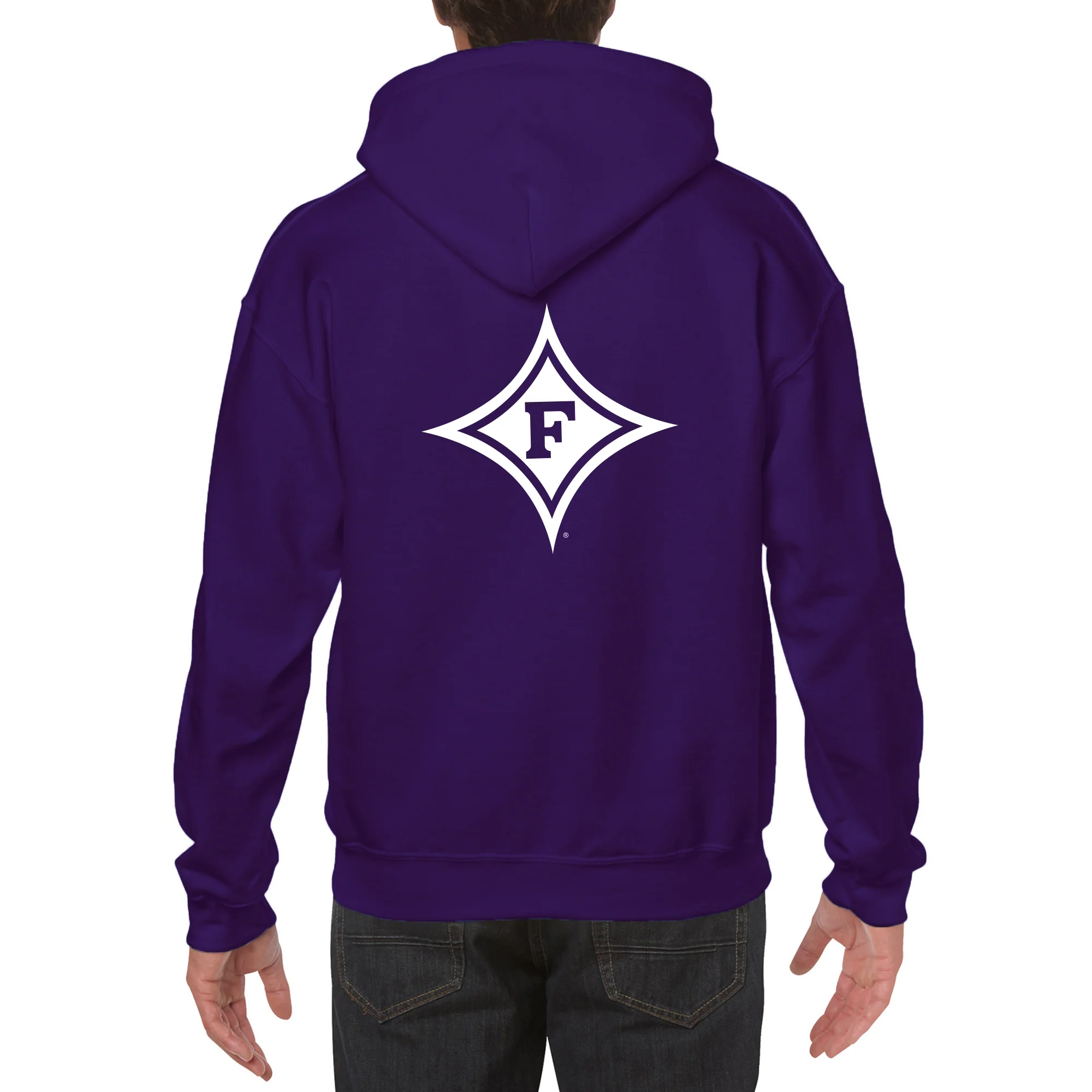 Furman University Paladins Front Back Print Hoodie - Purple - Image 5