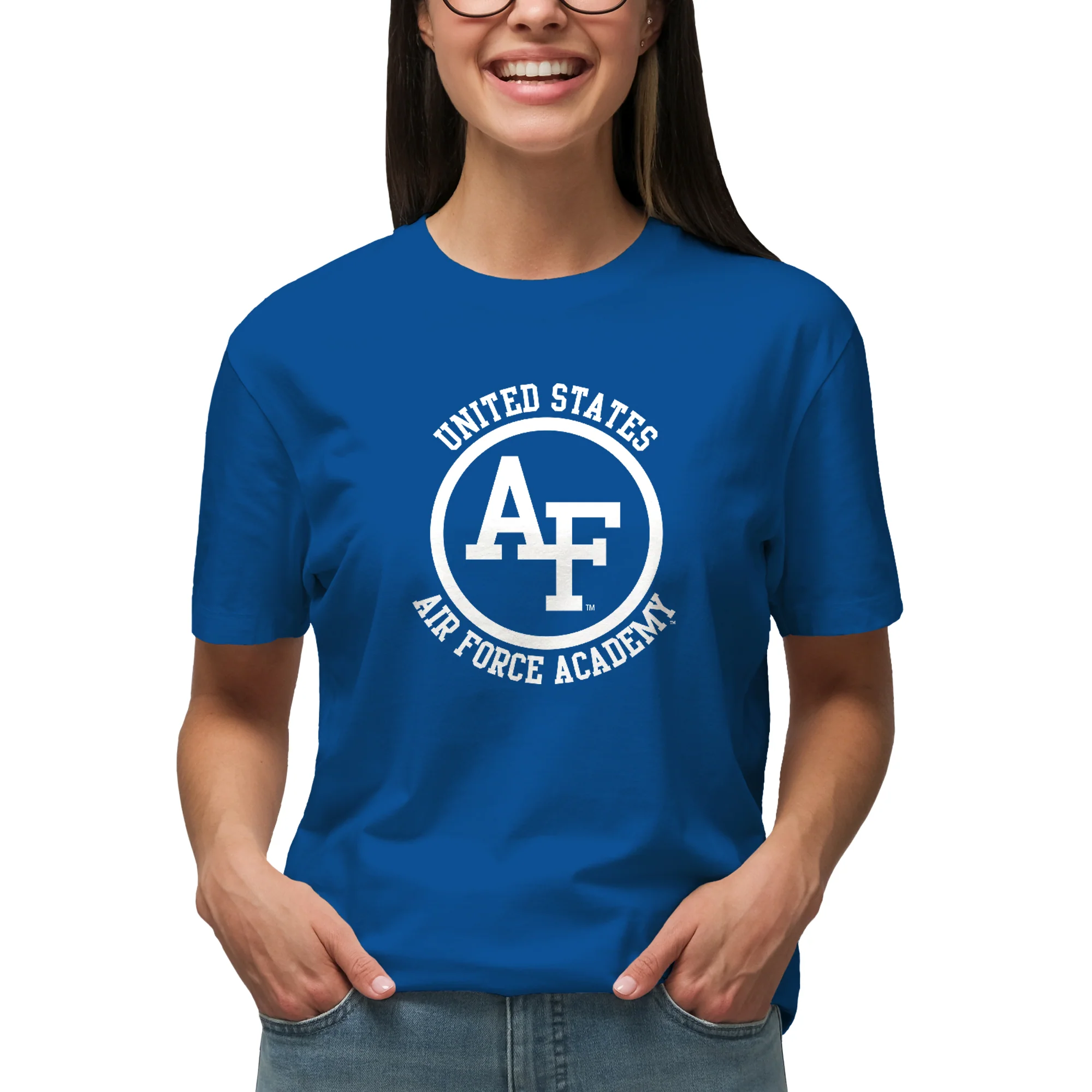Air Force Academy Falcons Distressed Circle Logo T-Shirt - Royal - Image 4