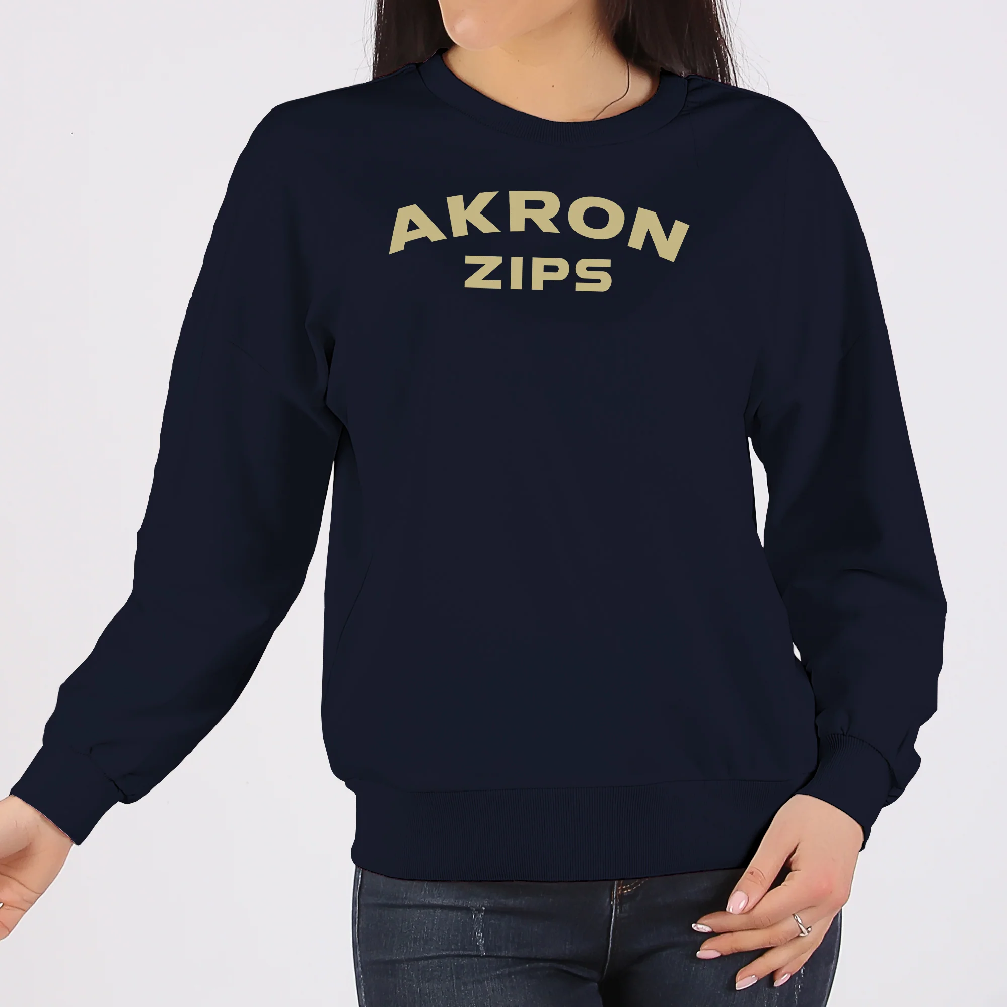 Akron Zips Arch Logo Crewneck Sweatshirt - Navy - Image 4