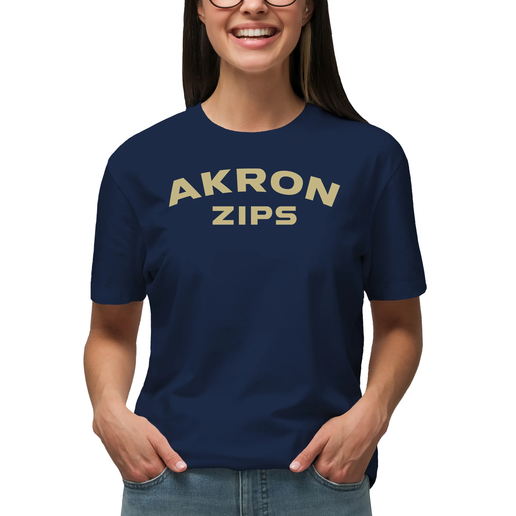 Akron Zips Arch Logo T Shirt - Navy - Image 4