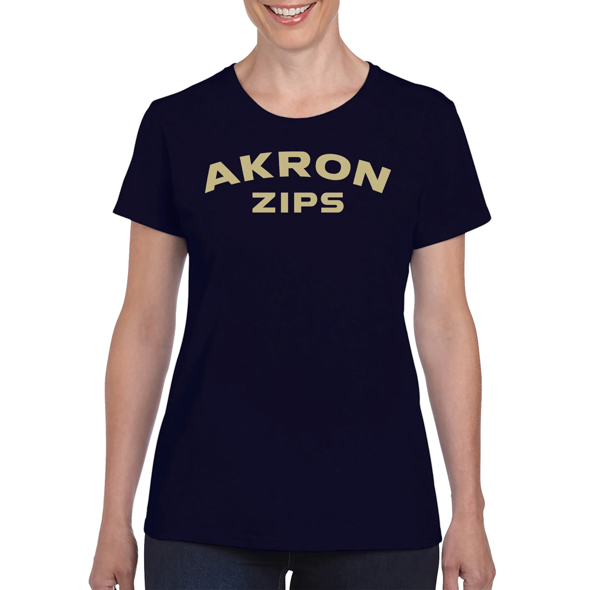 Akron Zips Arch Logo Women's T-Shirt - Navy - Image 3