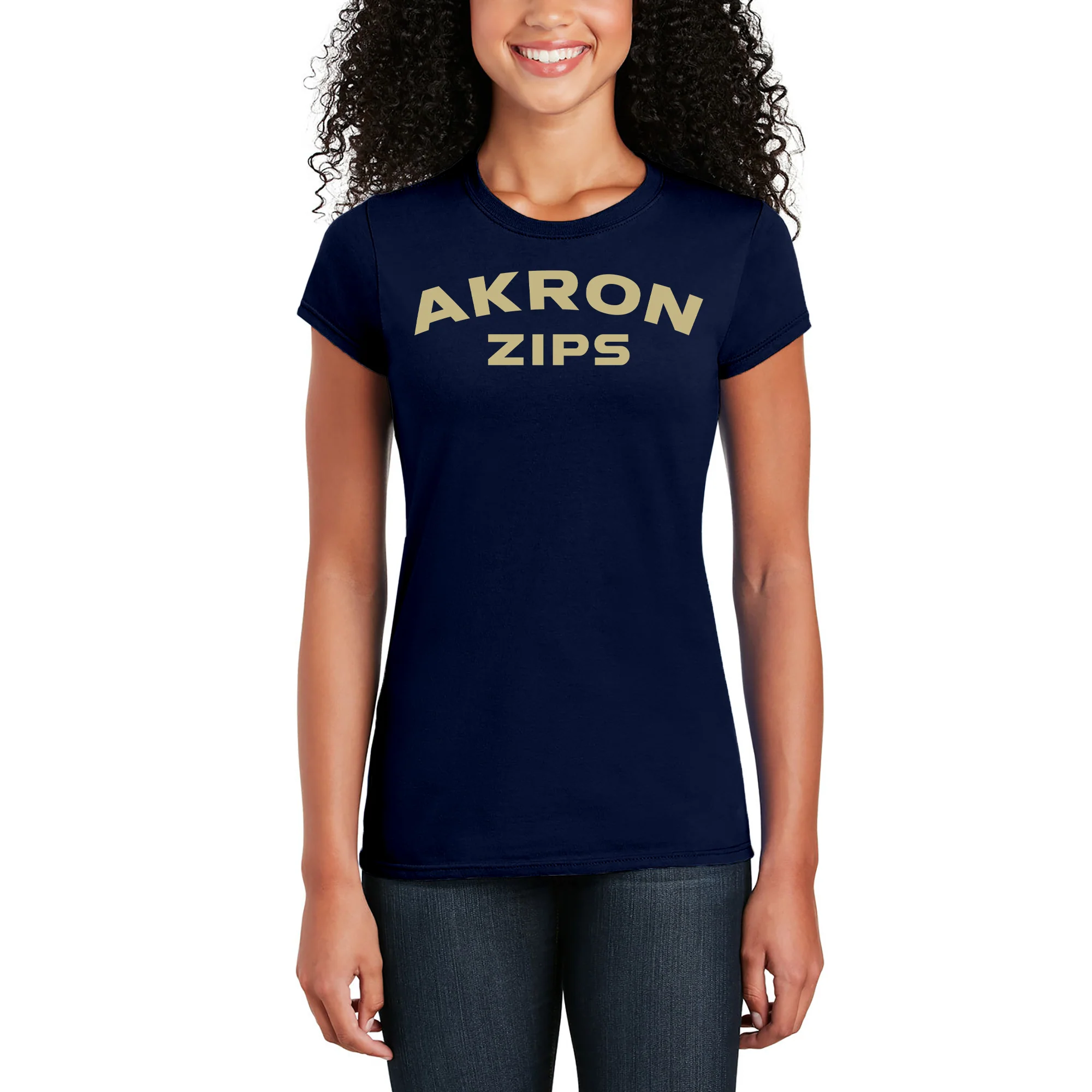 Akron Zips Arch Logo Women's T-Shirt - Navy - Image 4