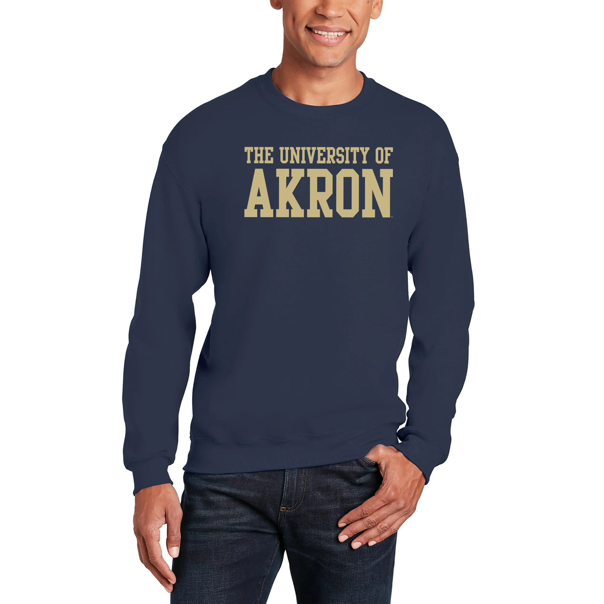 Akron Zips Basic Block Crewneck Sweatshirt - Navy - Image 3