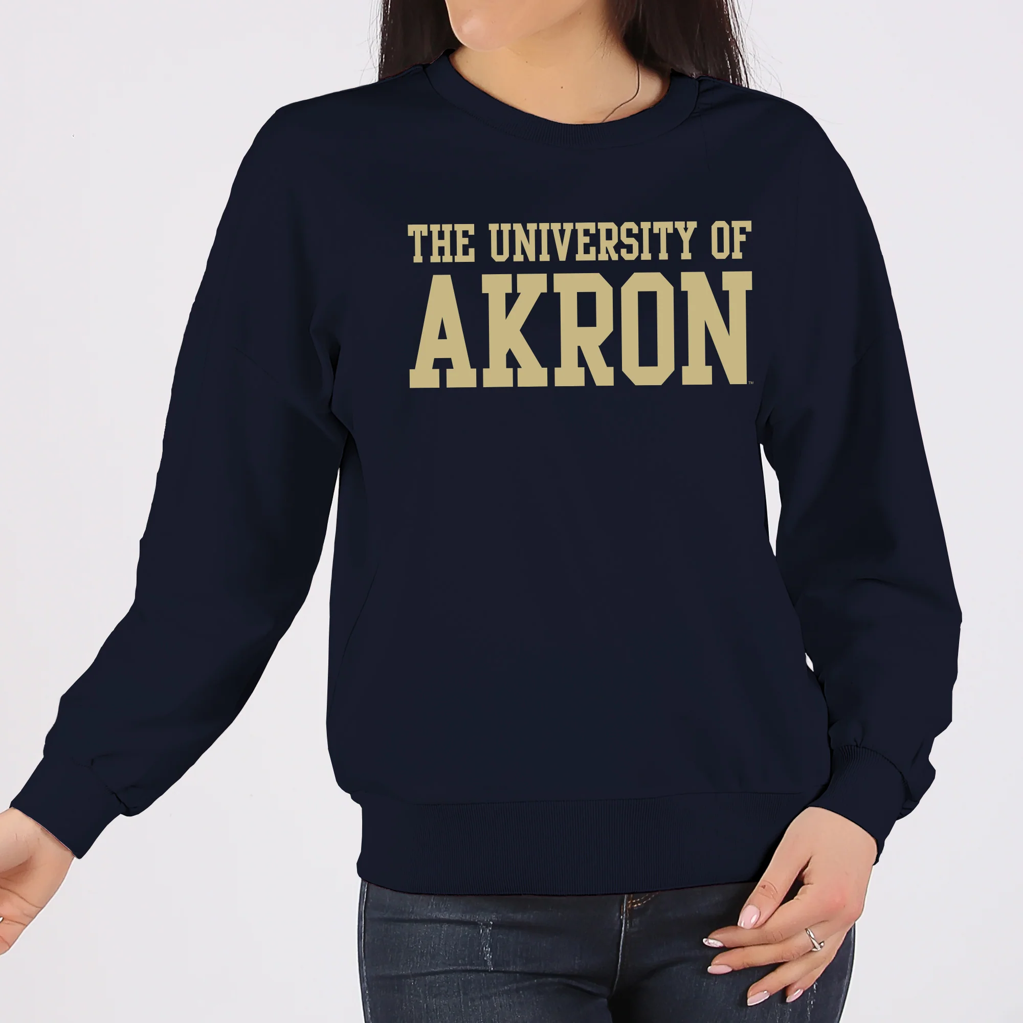 Akron Zips Basic Block Crewneck Sweatshirt - Navy - Image 4