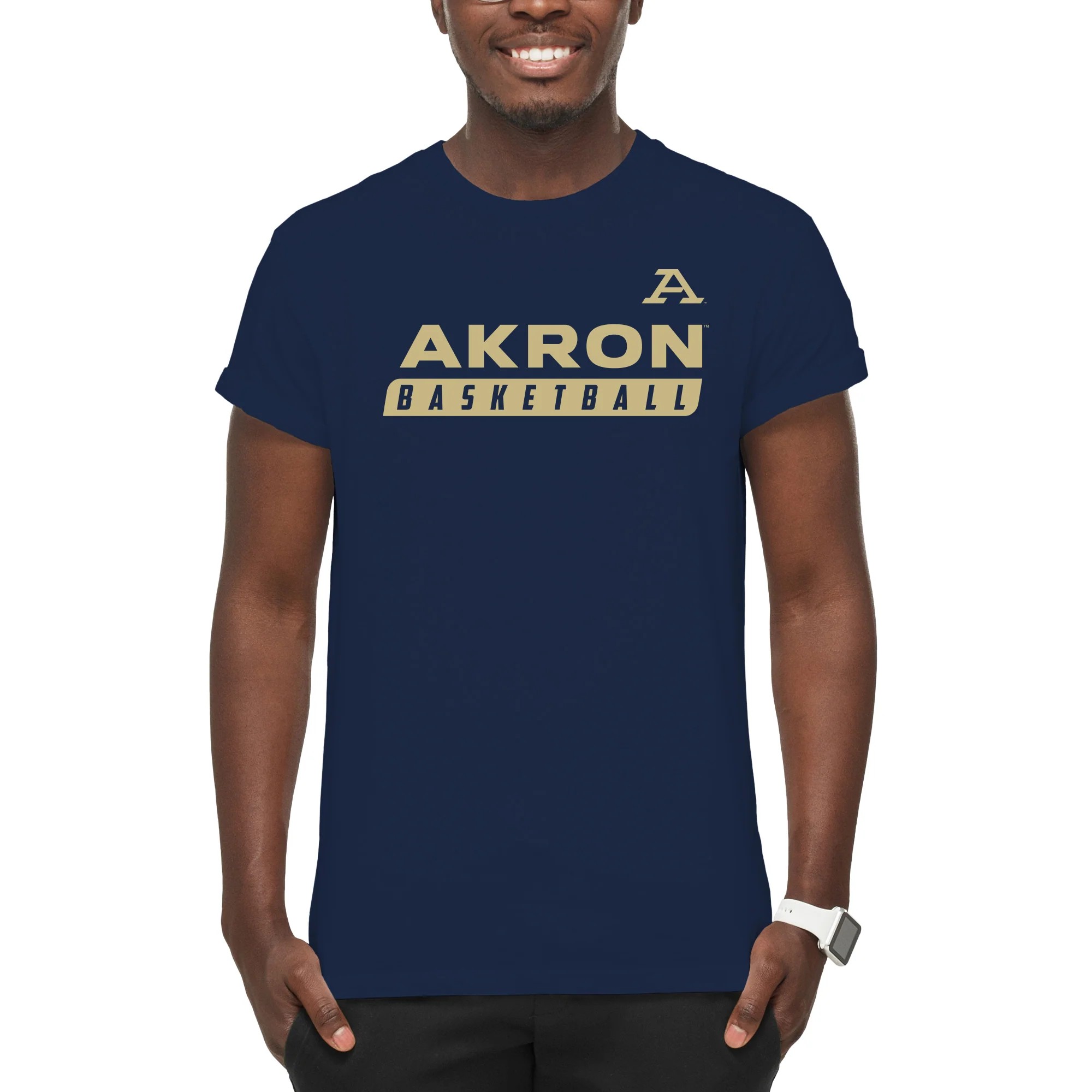 Akron Zips Basketball Slant T-Shirt - Navy - Image 3