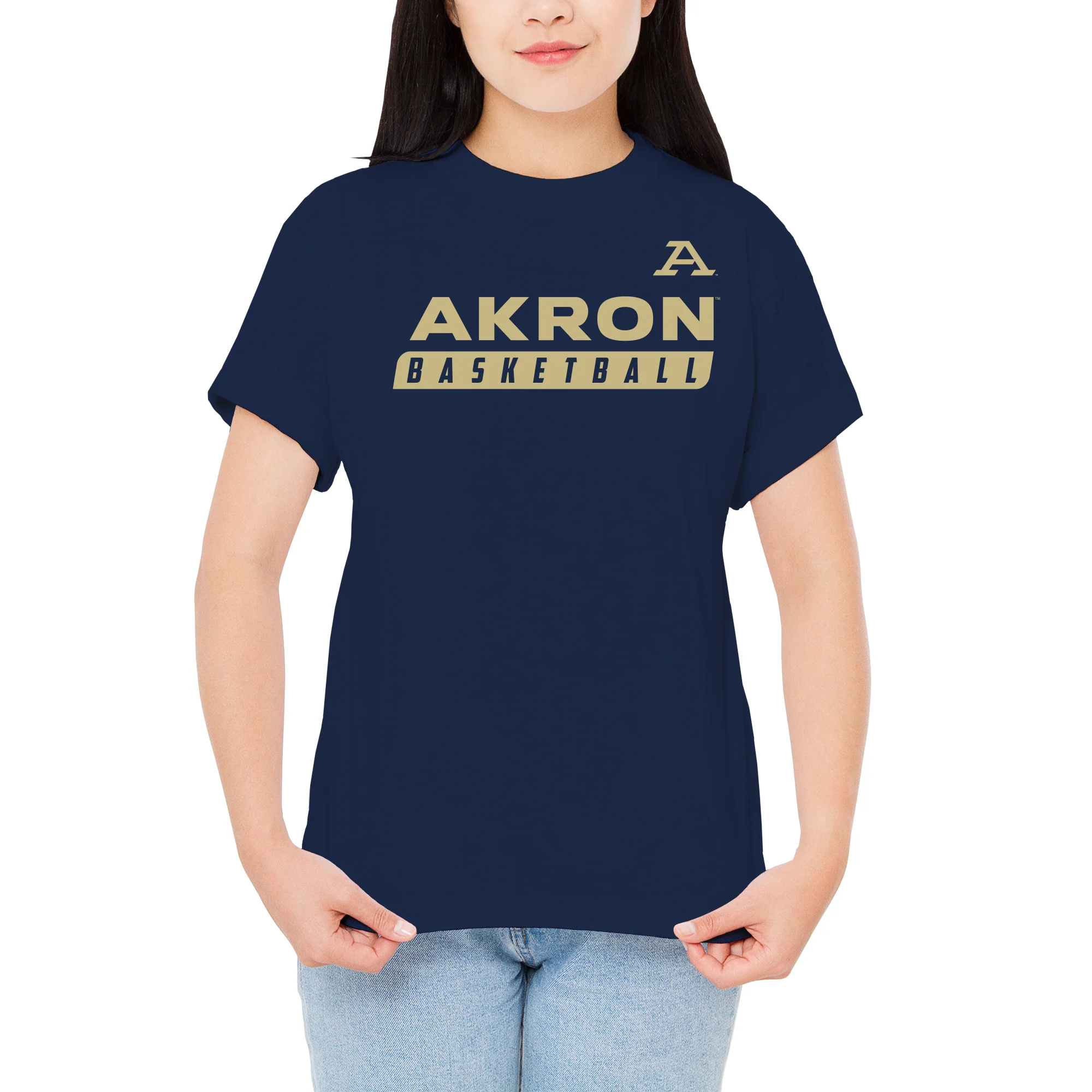 Akron Zips Basketball Slant T-Shirt - Navy - Image 4