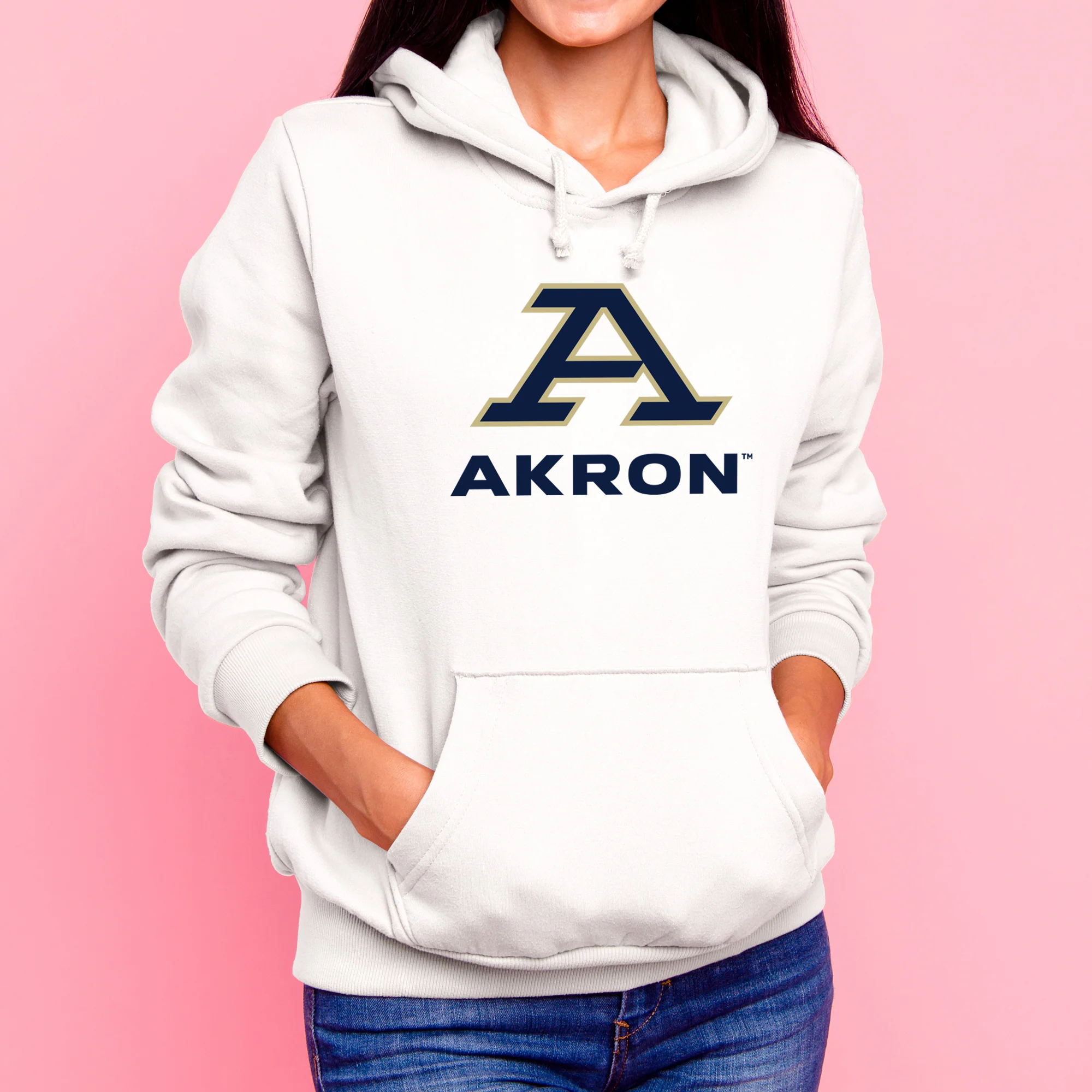 Akron Zips Primary Logo Hoodie - White - Image 4