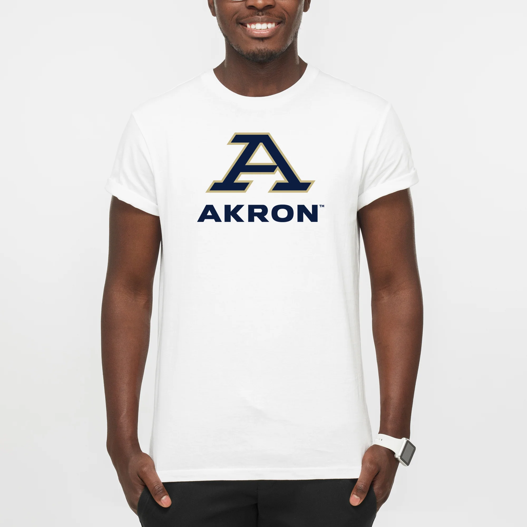 Akron Zips Primary Logo T Shirt - White - Image 3