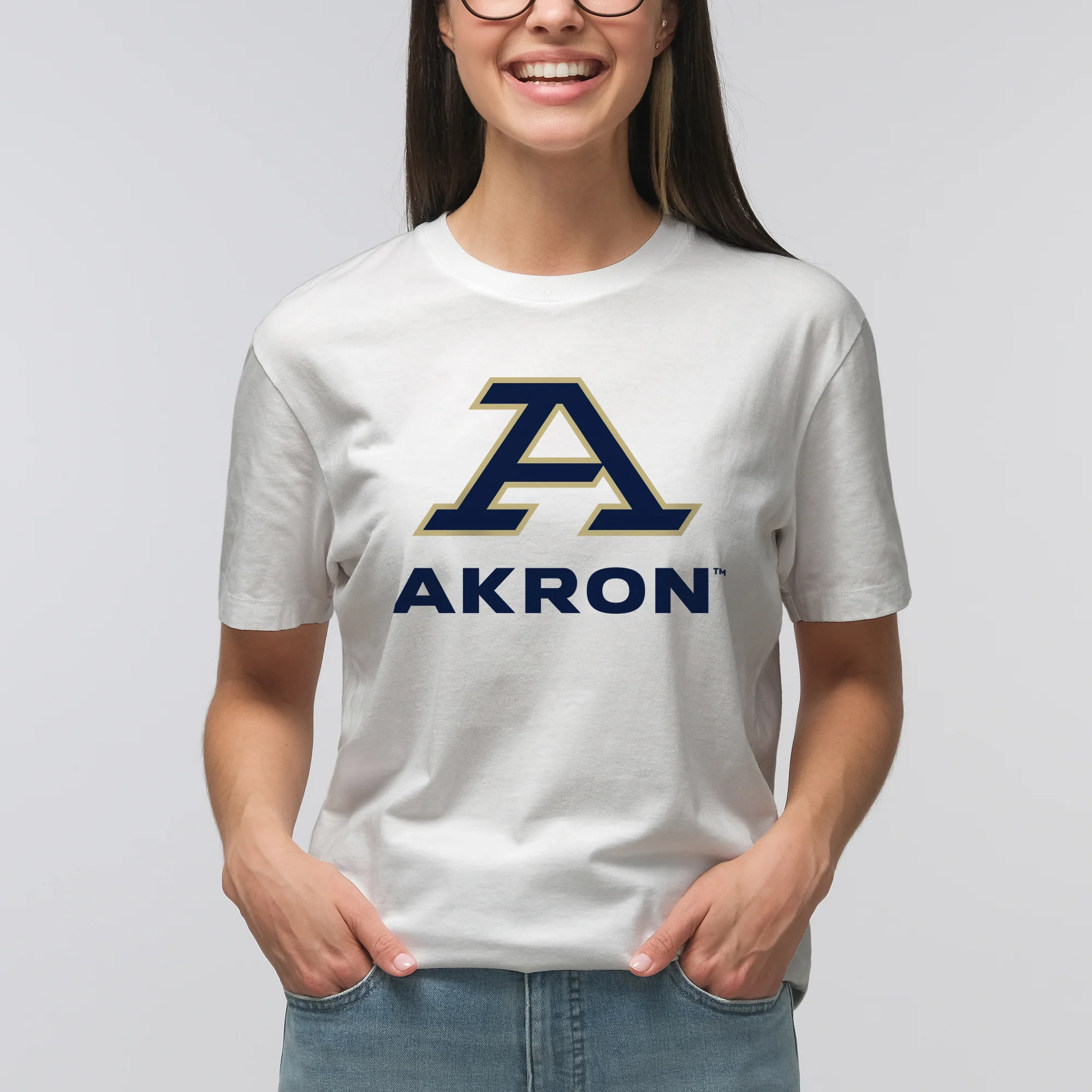 Akron Zips Primary Logo T Shirt - White - Image 4