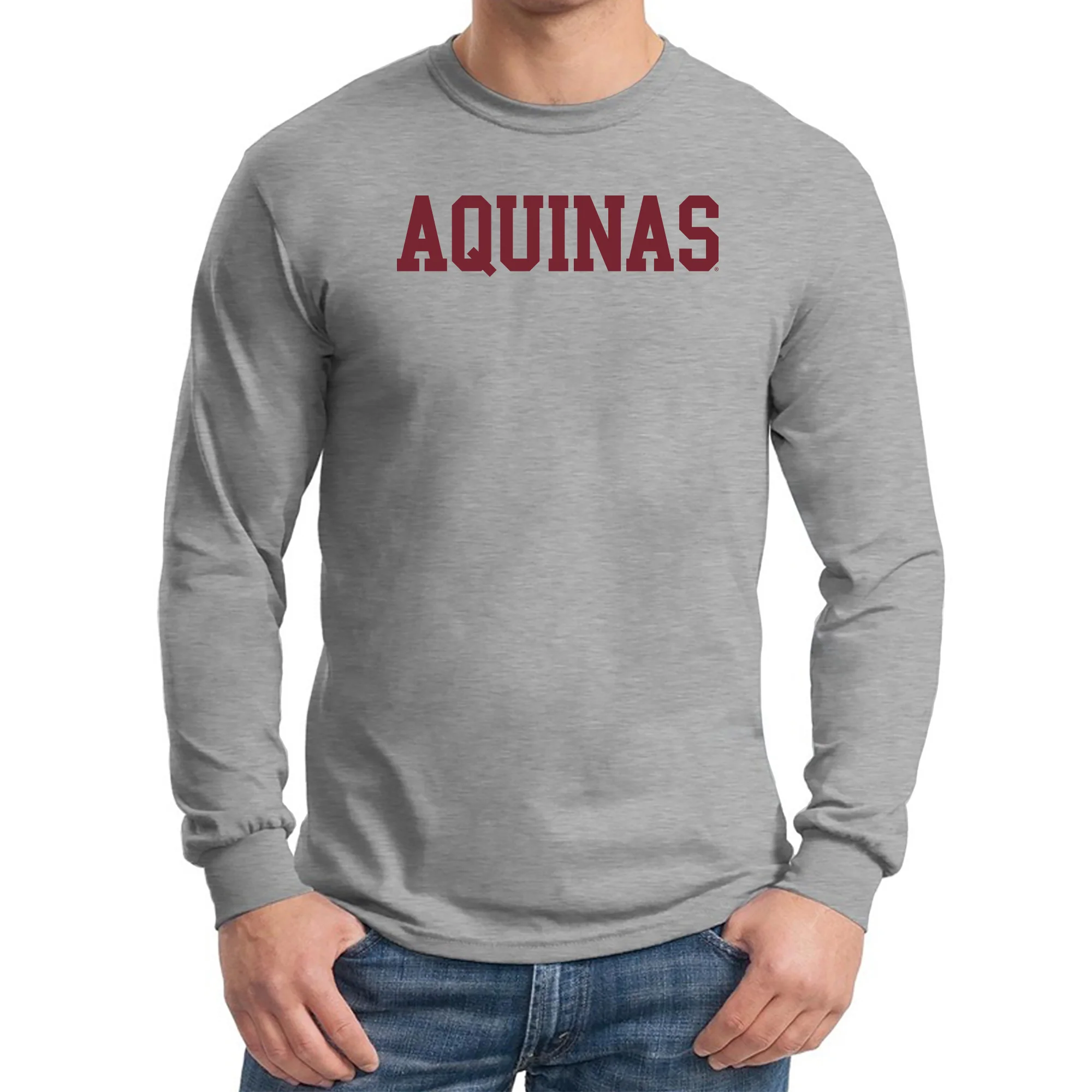 Aquinas Saints Basic Block Long Sleeve T Shirt - Sport Grey - Image 3