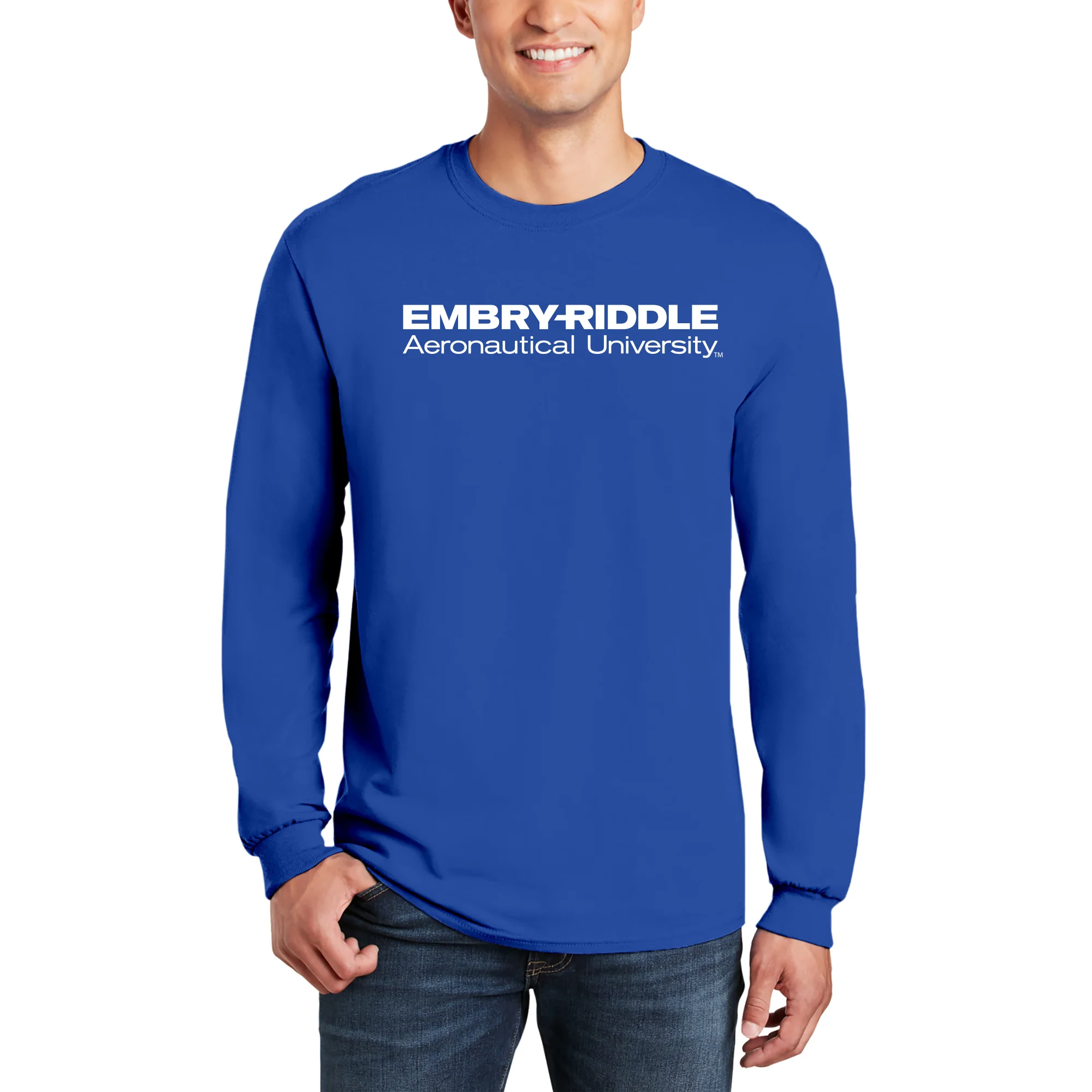 Embry-Riddle Aeronautical University Eagles Basic Block Long Sleeve T Shirt - Royal - Image 3