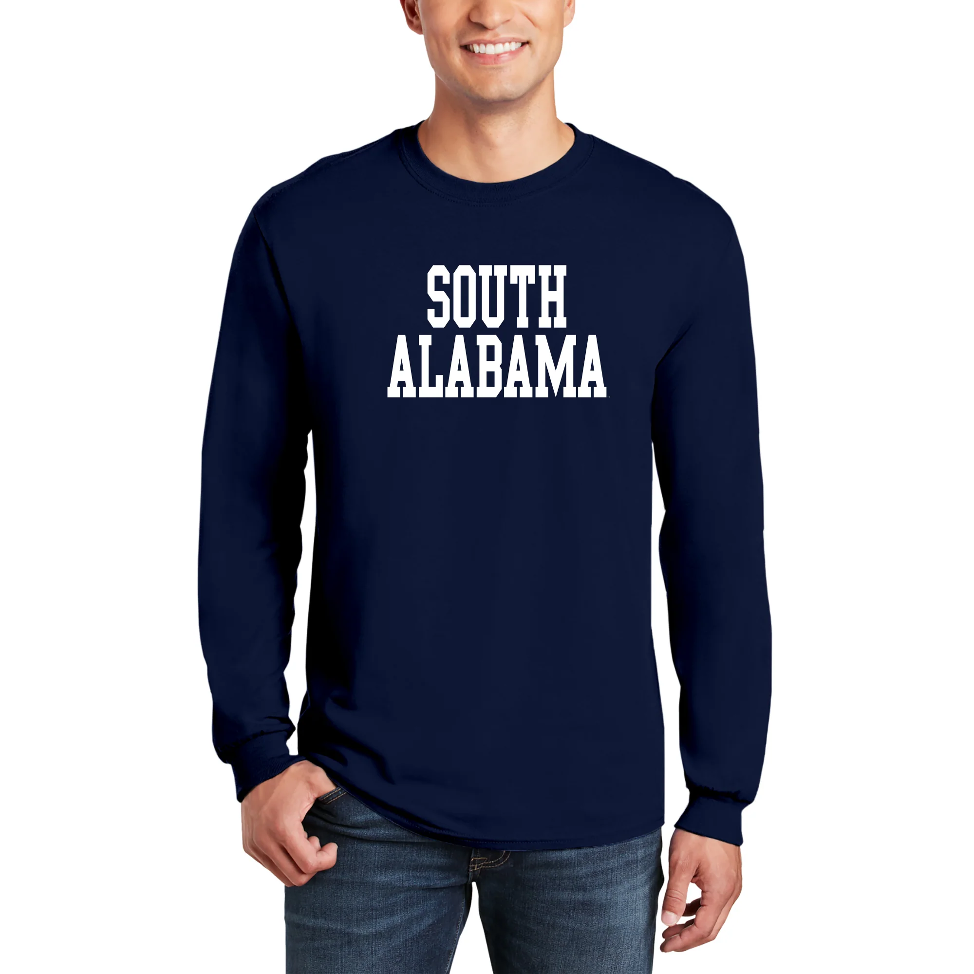 South Alabama Jaguars Basic Block Long Sleeve T Shirt - Navy - Image 3