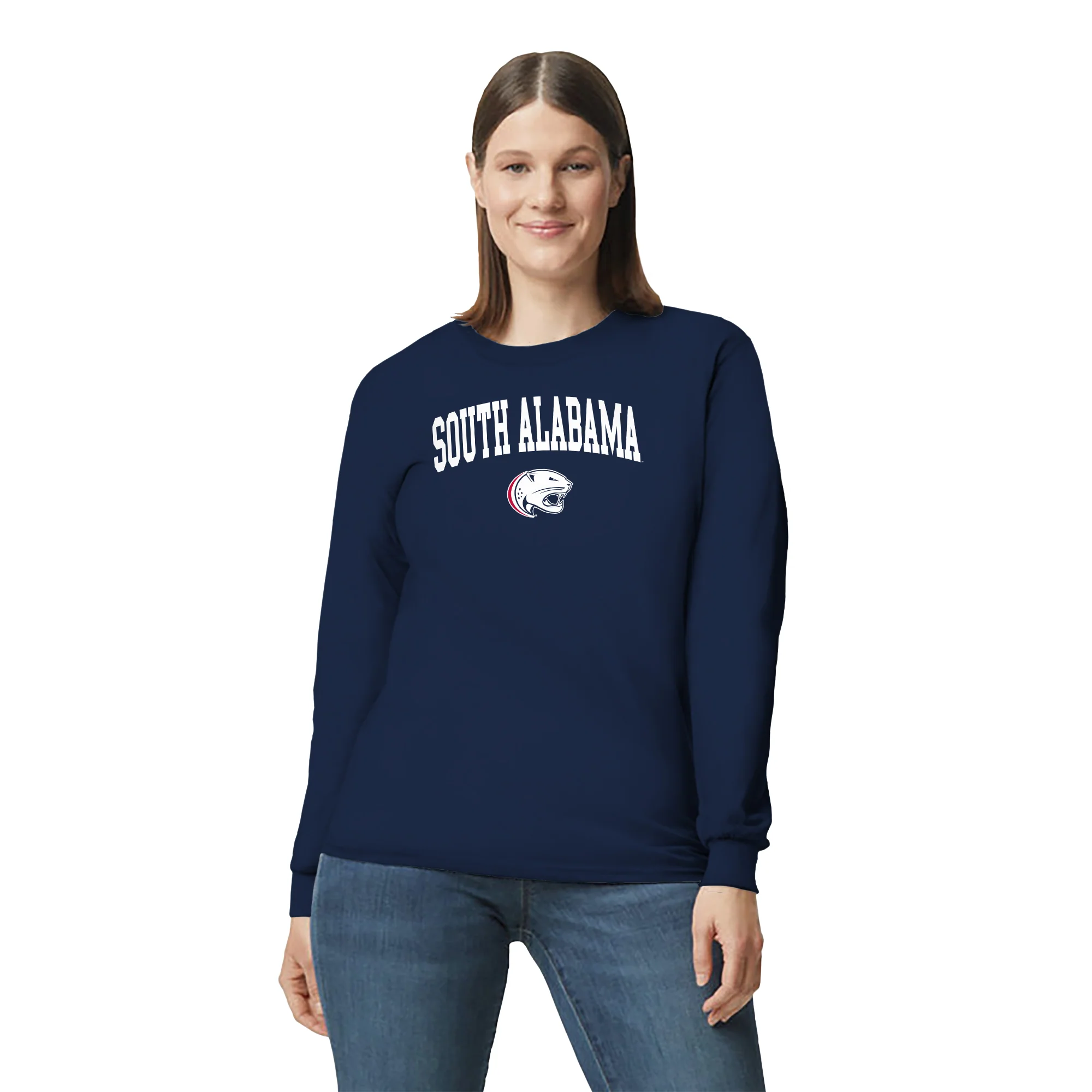 South Alabama Jaguars Arch Logo Long Sleeve T Shirt - Navy - Image 4