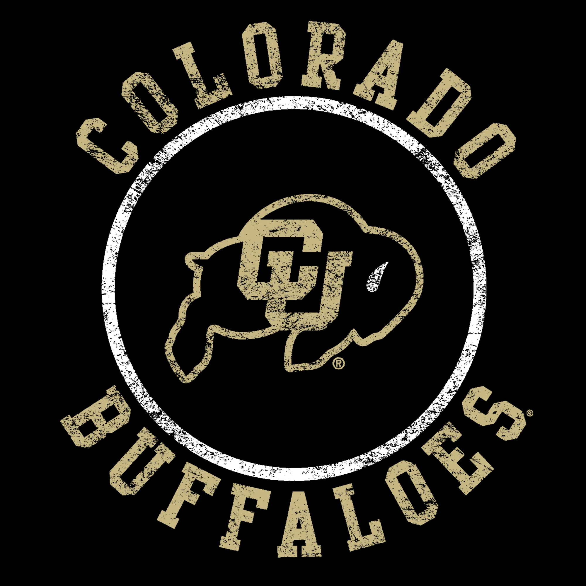 University of Colorado Buffaloes Distressed Circle Logo Long Sleeve T Shirt - Black - Image 2