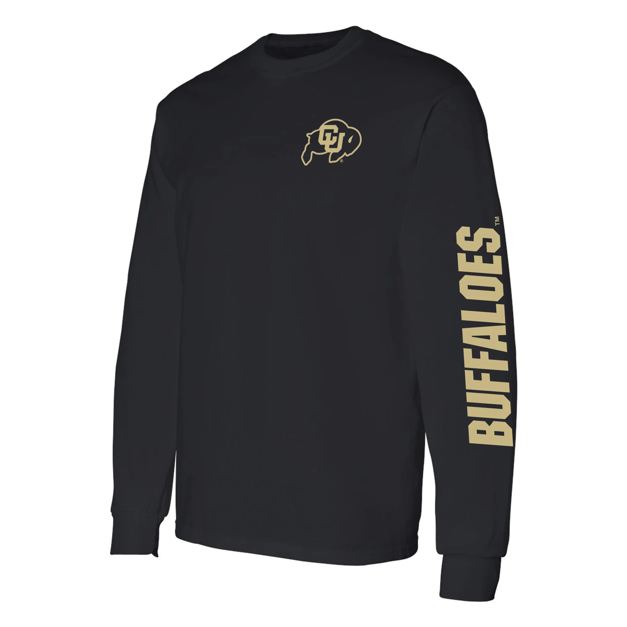 University of Colorado Buffaloes Double Sleeve Print Long Sleeve T Shirt - Black - Image 3