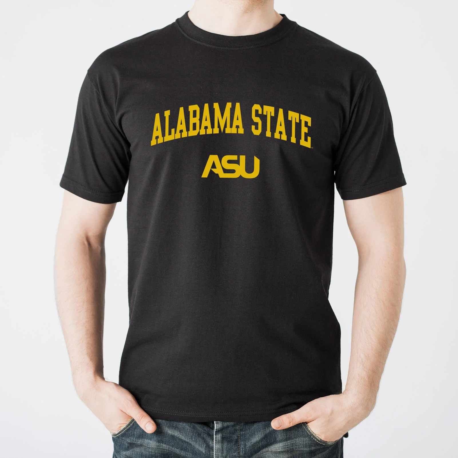 Alabama State University Hornets Arch Logo Short Sleeve T Shirt - Black - Image 3