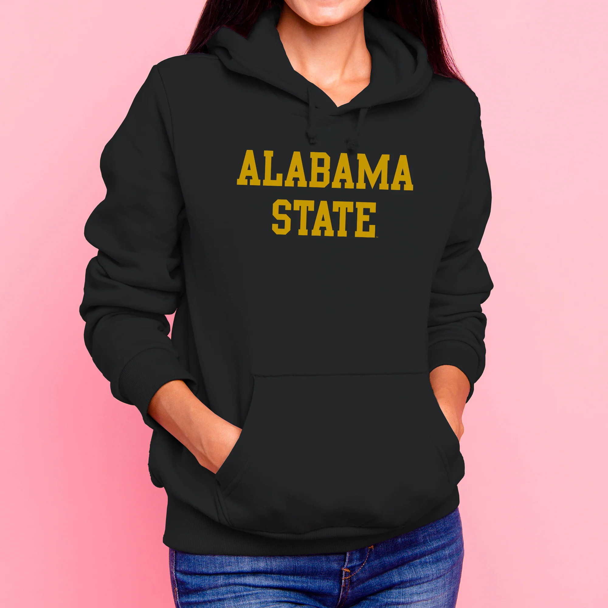 Alabama State University Hornets Basic Block Heavy Blend Hoodie - Black - Image 4