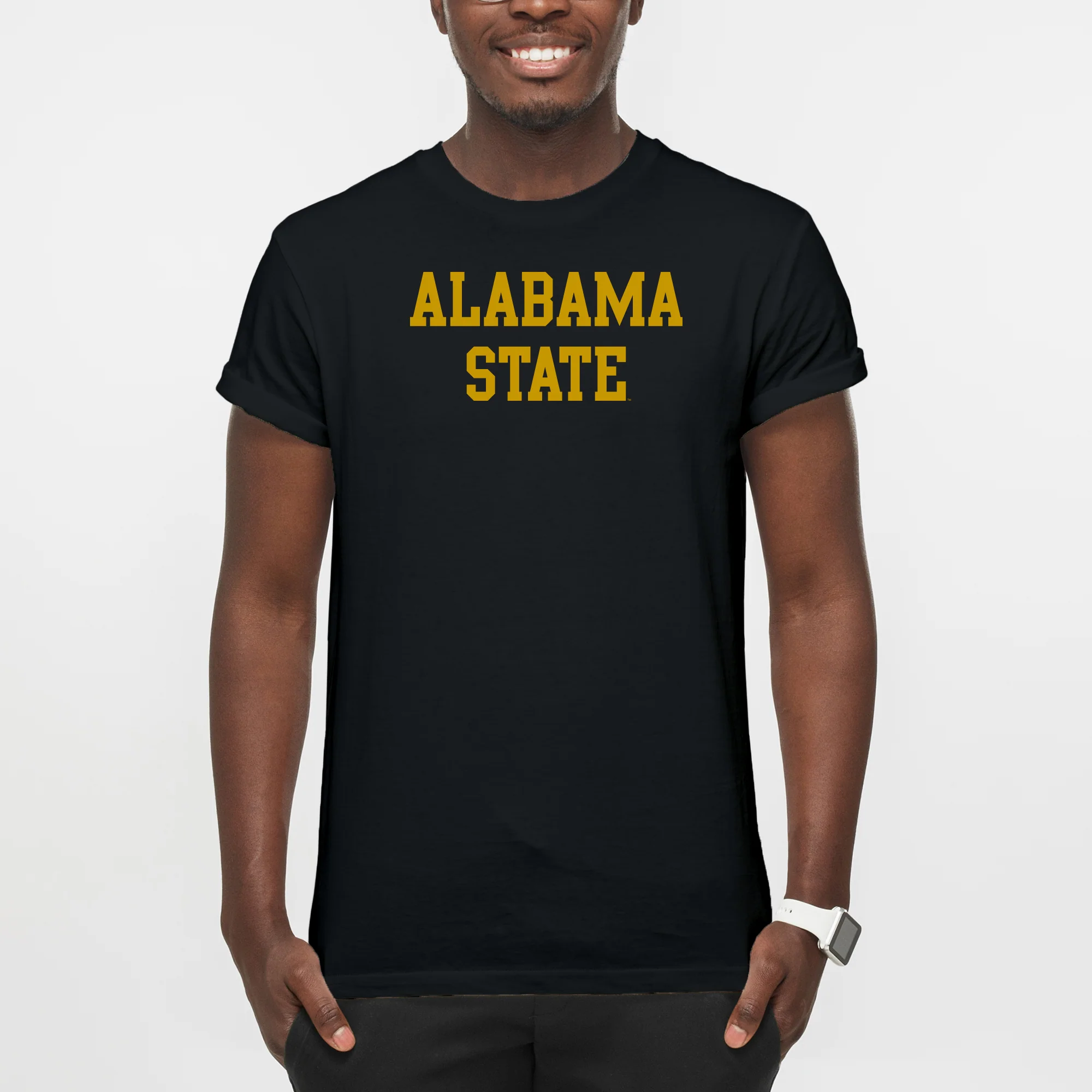 Alabama State University Hornets Basic Block Short Sleeve T Shirt - Black - Image 3