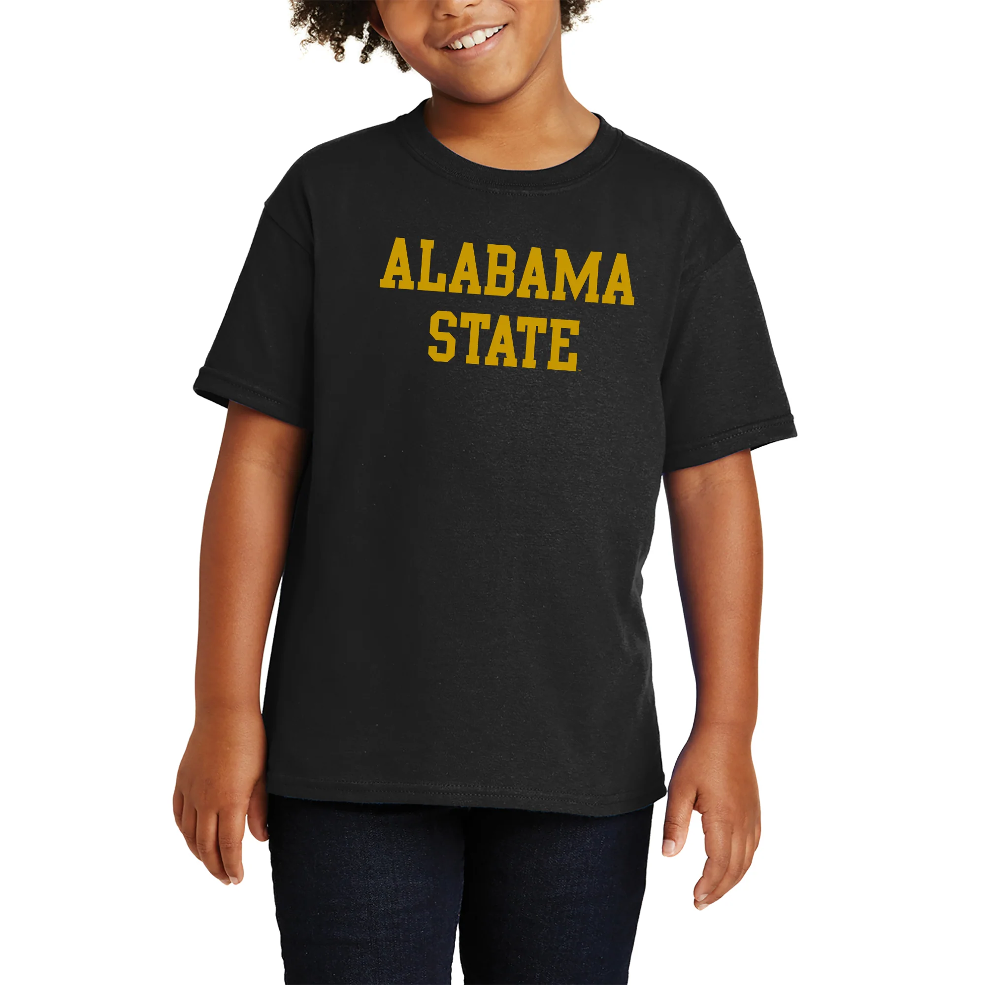 Alabama State University Hornets Basic Block Youth Short Sleeve T Shirt - Black - Image 4