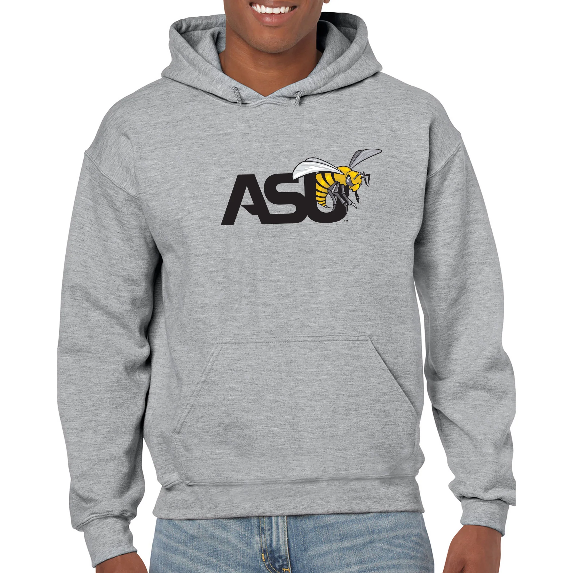 Alabama State University Hornets Primary Logo Heavy Blend Hoodie - Sport Grey - Image 3