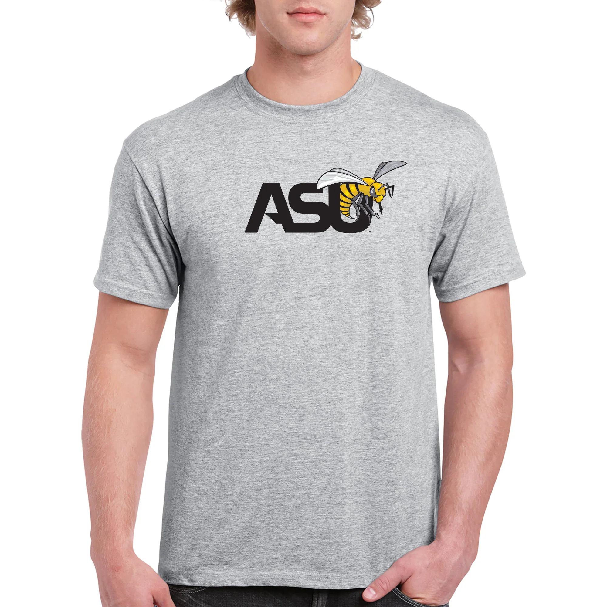Alabama State University Hornets Primary Logo Short Sleeve T Shirt - Sport Grey - Image 3