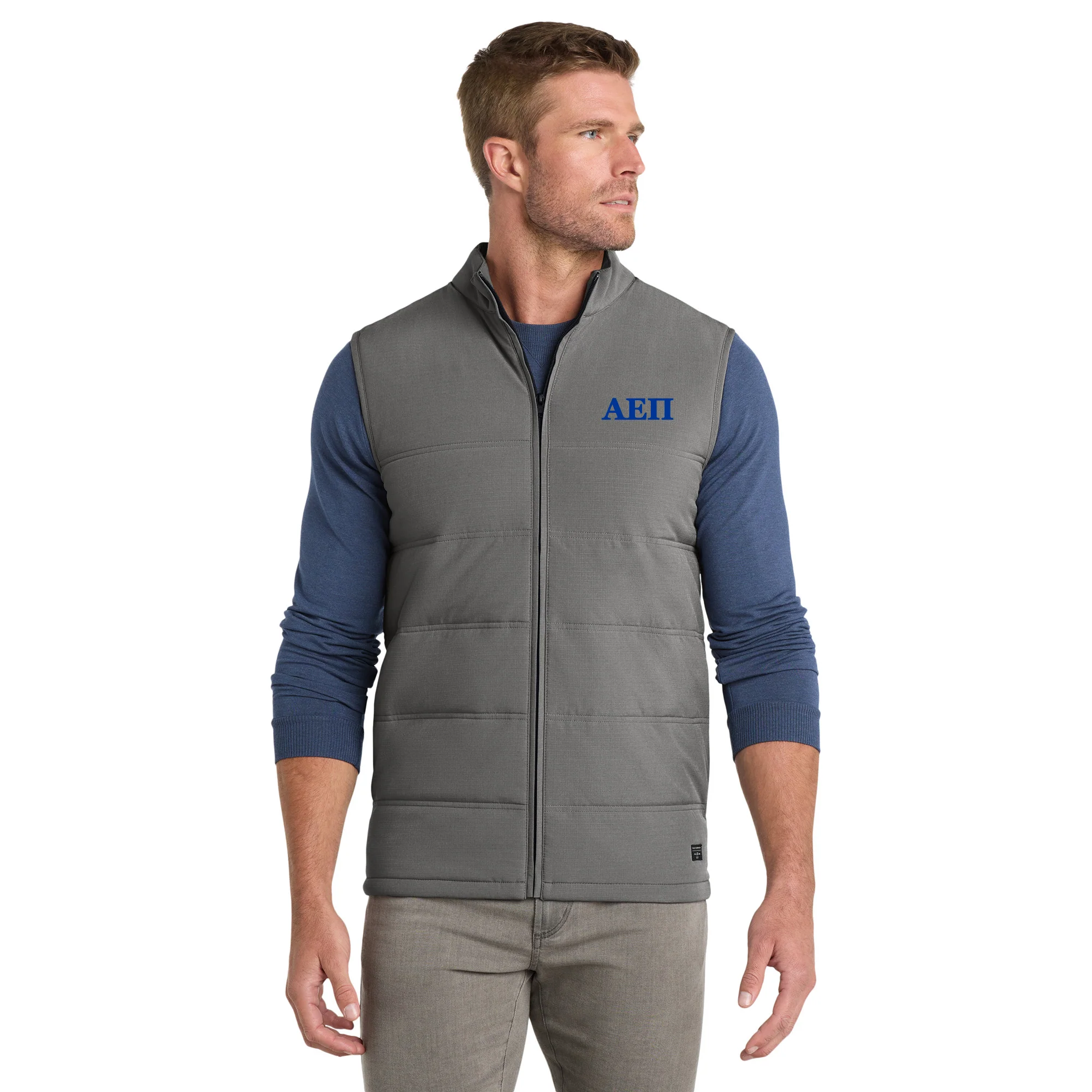 Alpha Epsilon Pi Greek Letter Block LC Travis Mathew Cold Bay Vest - Quiet Shade Grey - Image 4