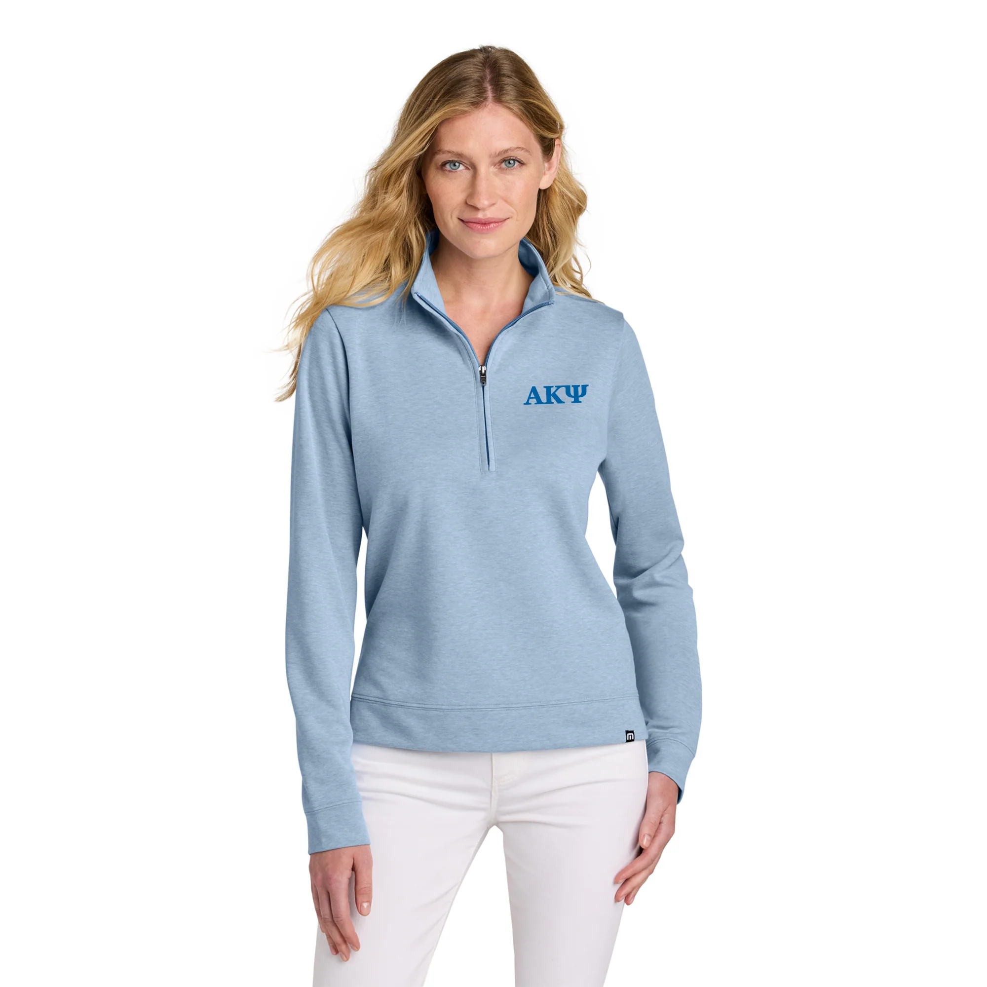 Alpha Kappa Psi Greek Letter LC Travis Mathew Women’s Coveside 1/2-Zip - Blue Nights - Image 3