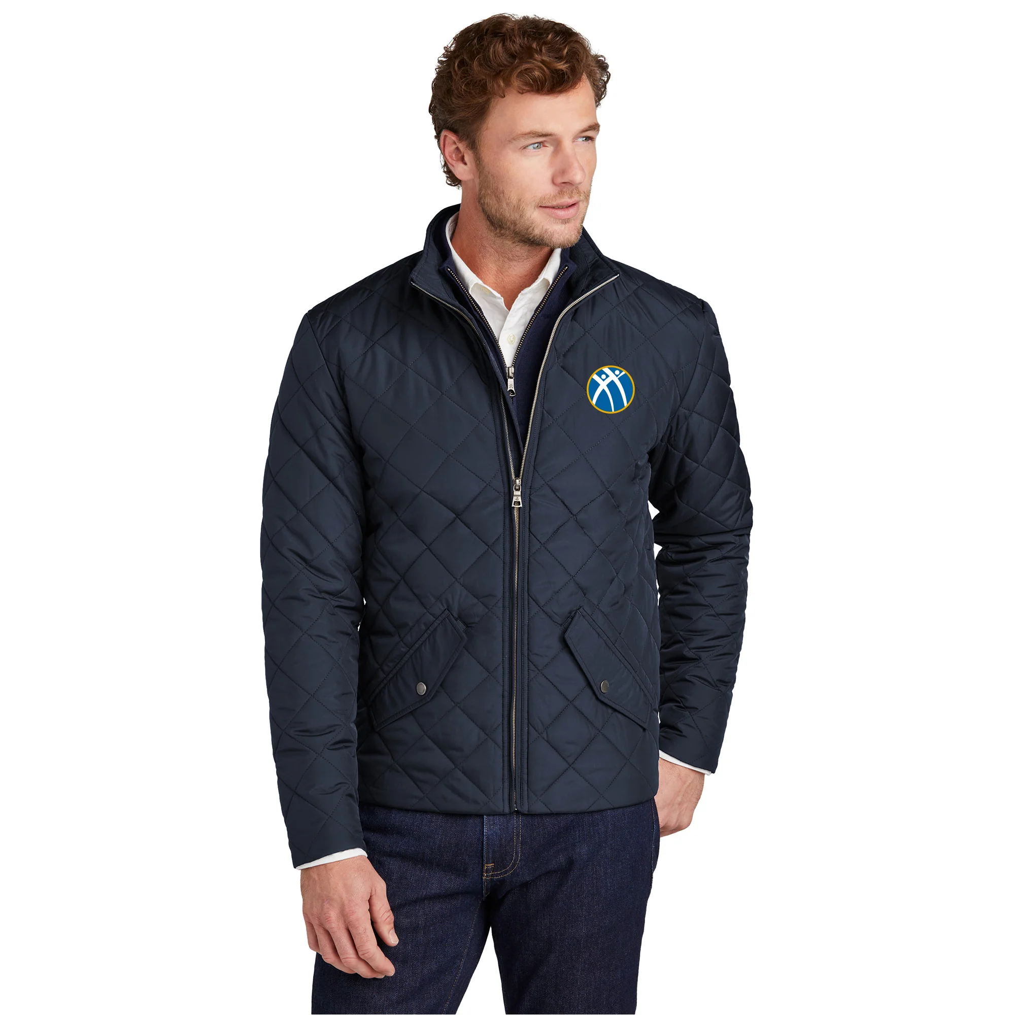 Alpha Kappa Psi Primary Logo LC Brooks Brothers Quilted Jacket - Night Navy - Image 3