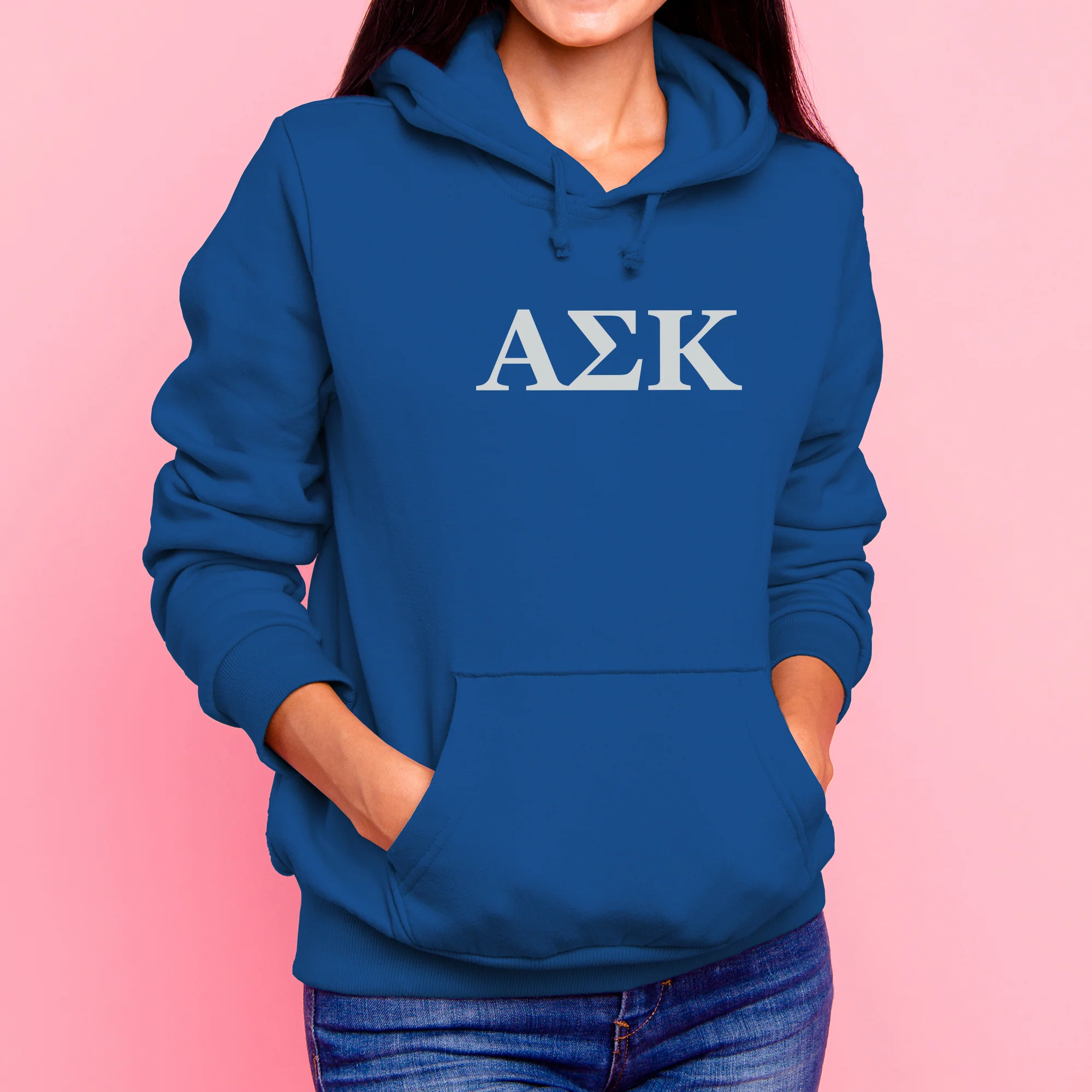 Alpha Sigma Kappa Greek Letter Block Hoodie - Royal - Image 3
