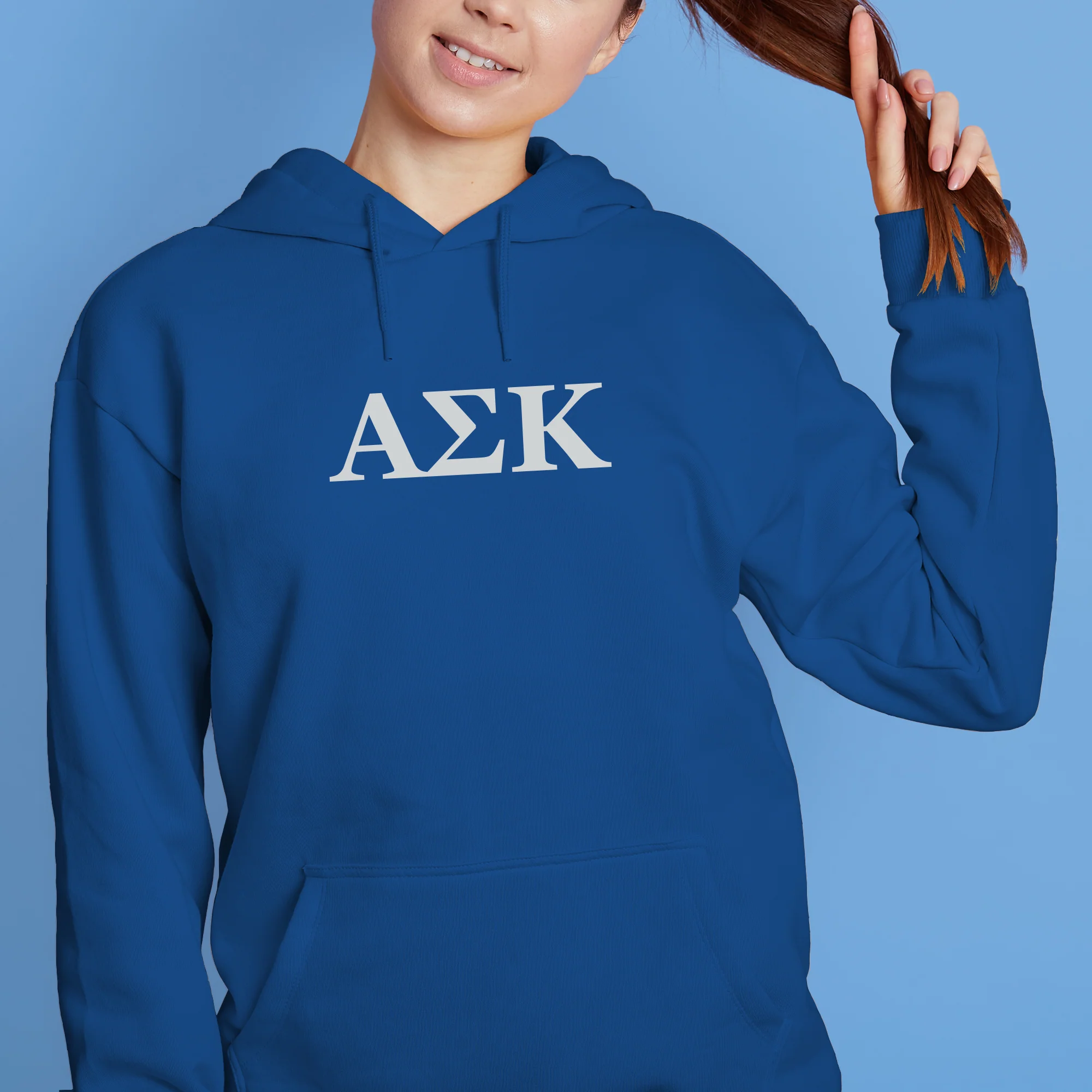 Alpha Sigma Kappa Greek Letter Block Hoodie - Royal - Image 4