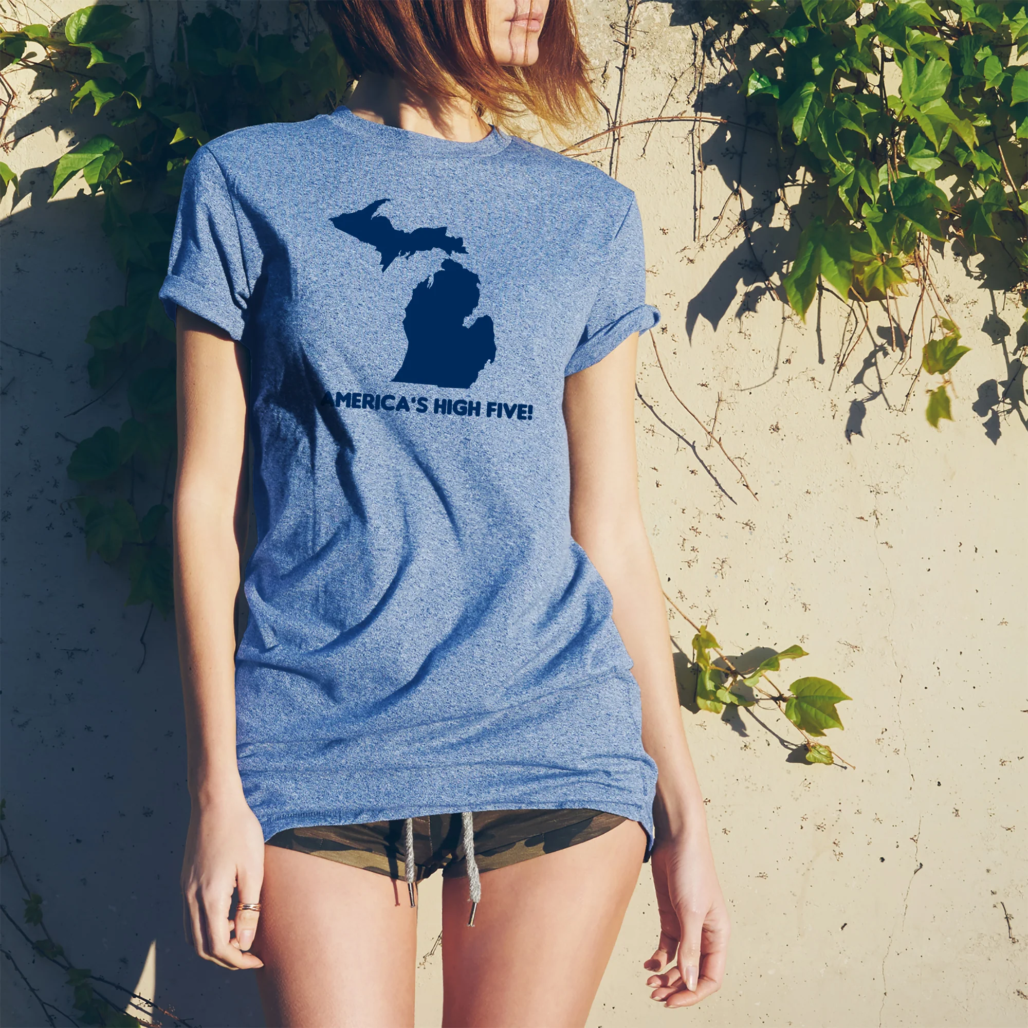 Americas High Five Triblend T-Shirt - Blue Triblend - Image 4