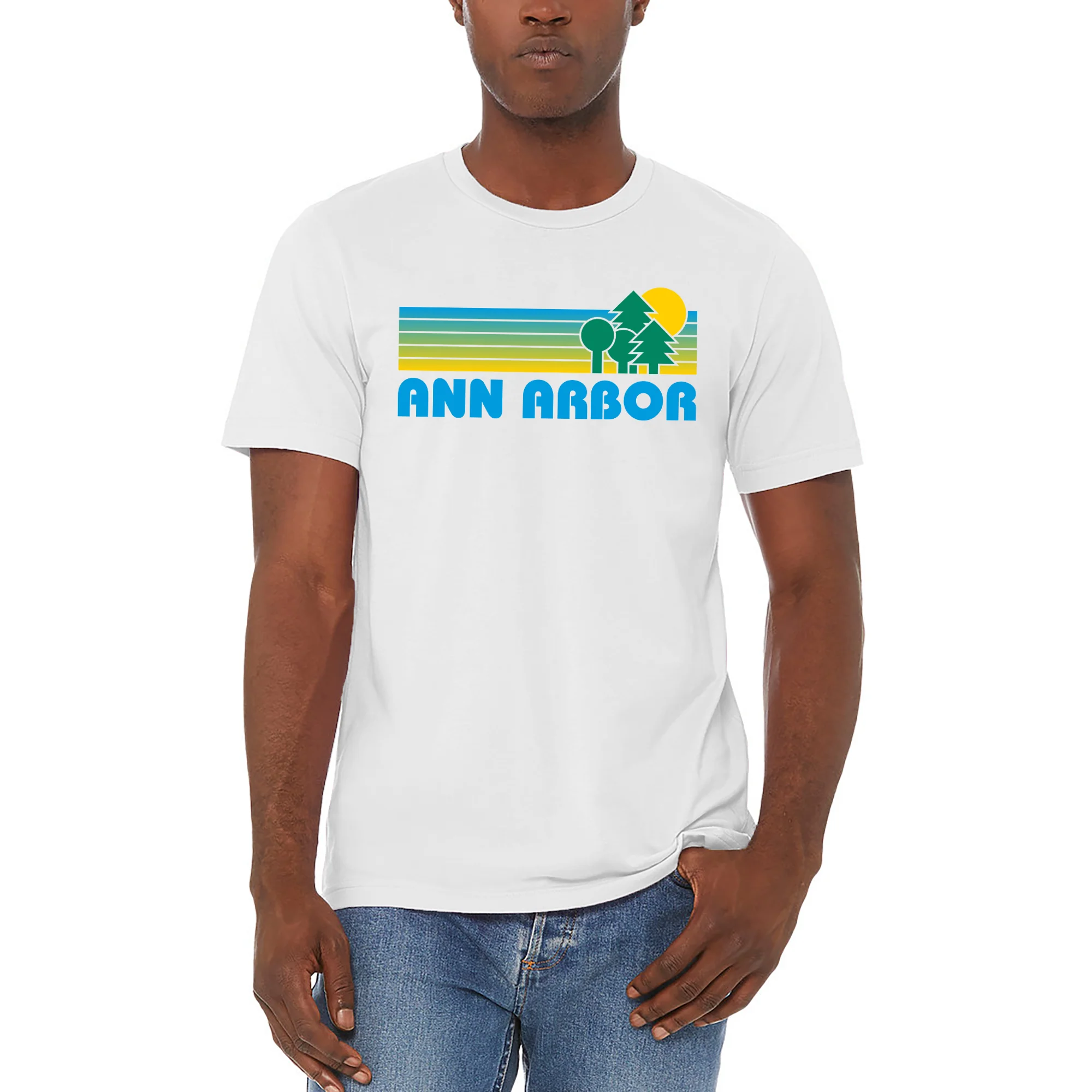 Ann Arbor Retro Treeline Triblend T-Shirt - Vintage White - Image 4