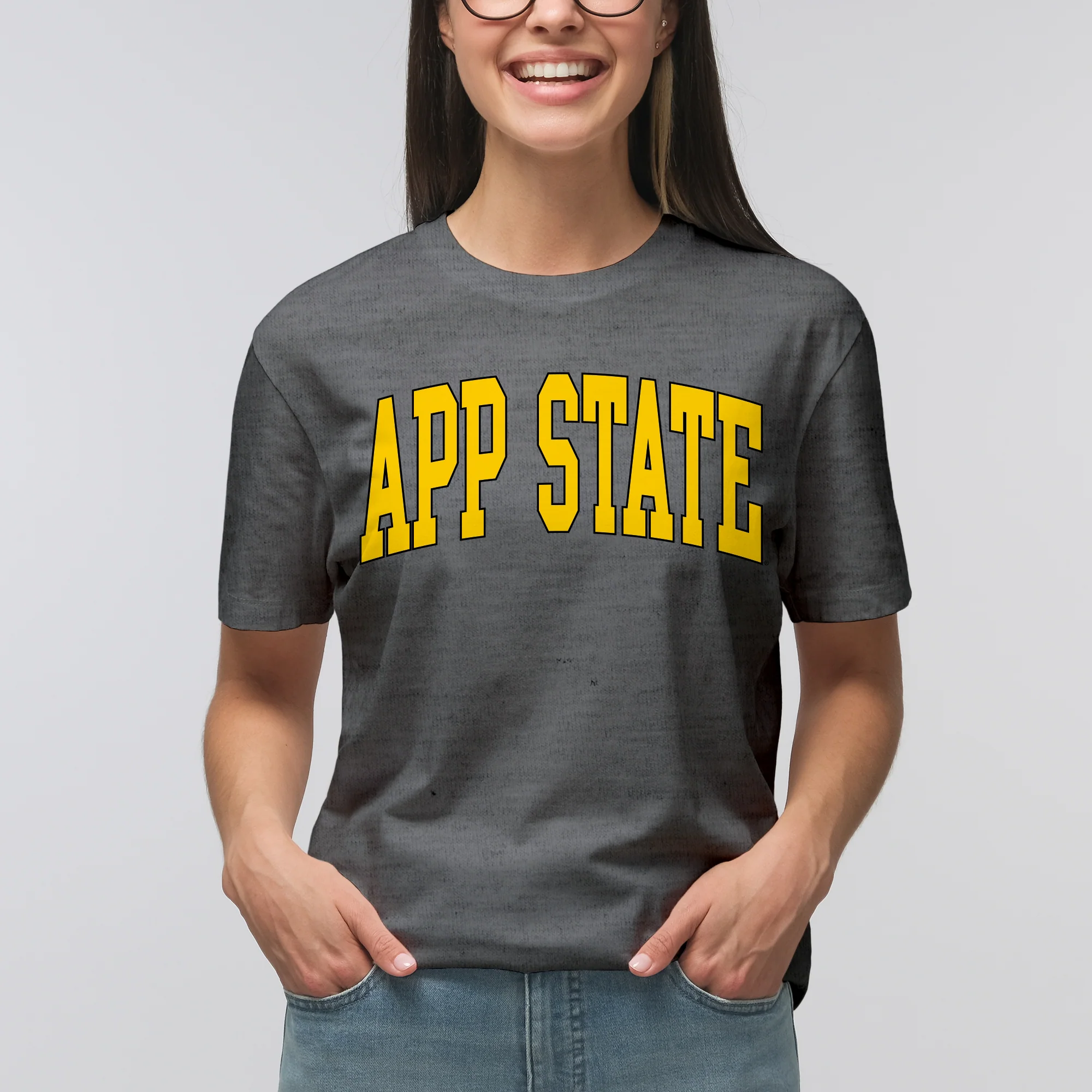 App State Mountaineers Mega Arch T-Shirt - Graphite Heather - Image 4