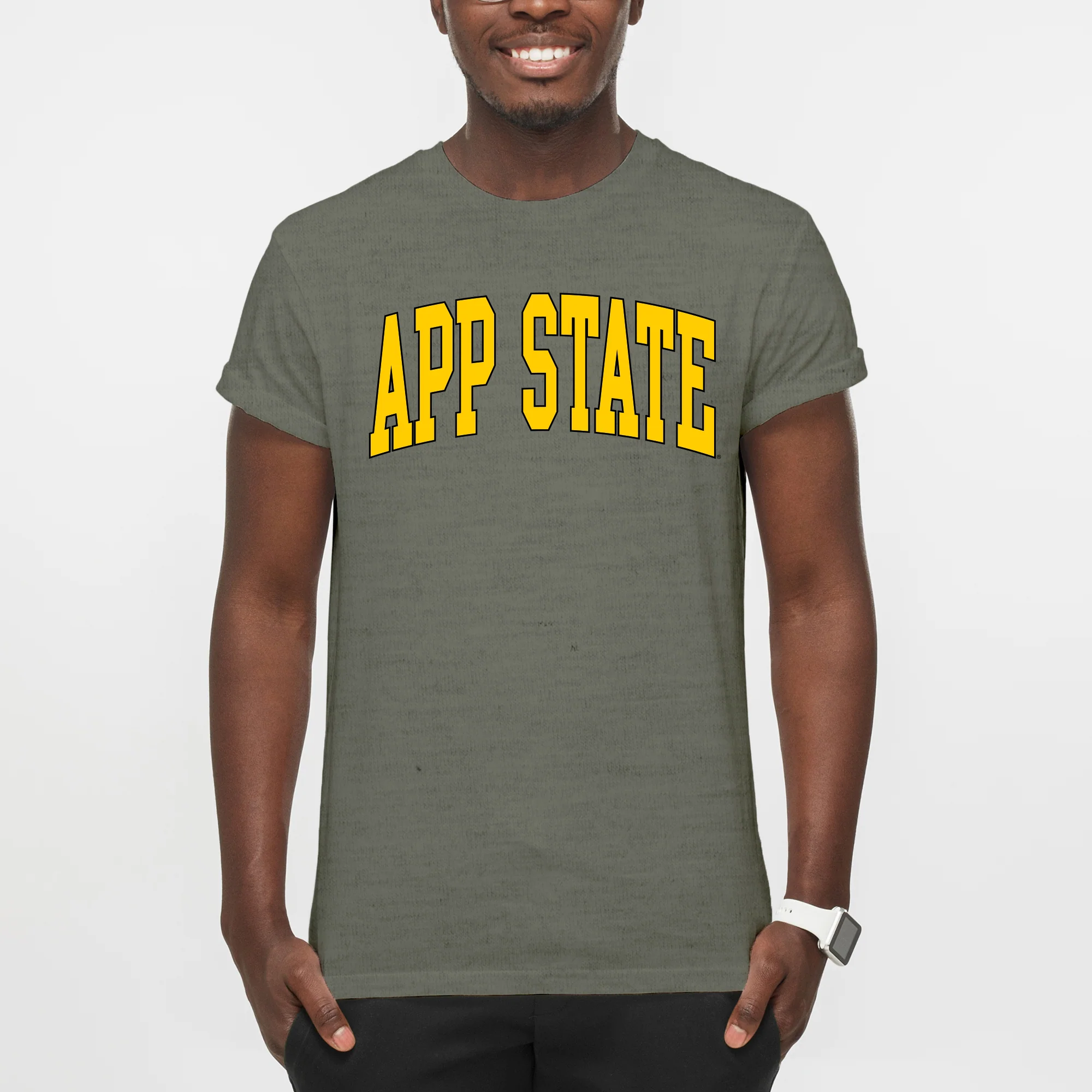 App State Mountaineers Mega Arch T-Shirt - Heather Military - Image 3
