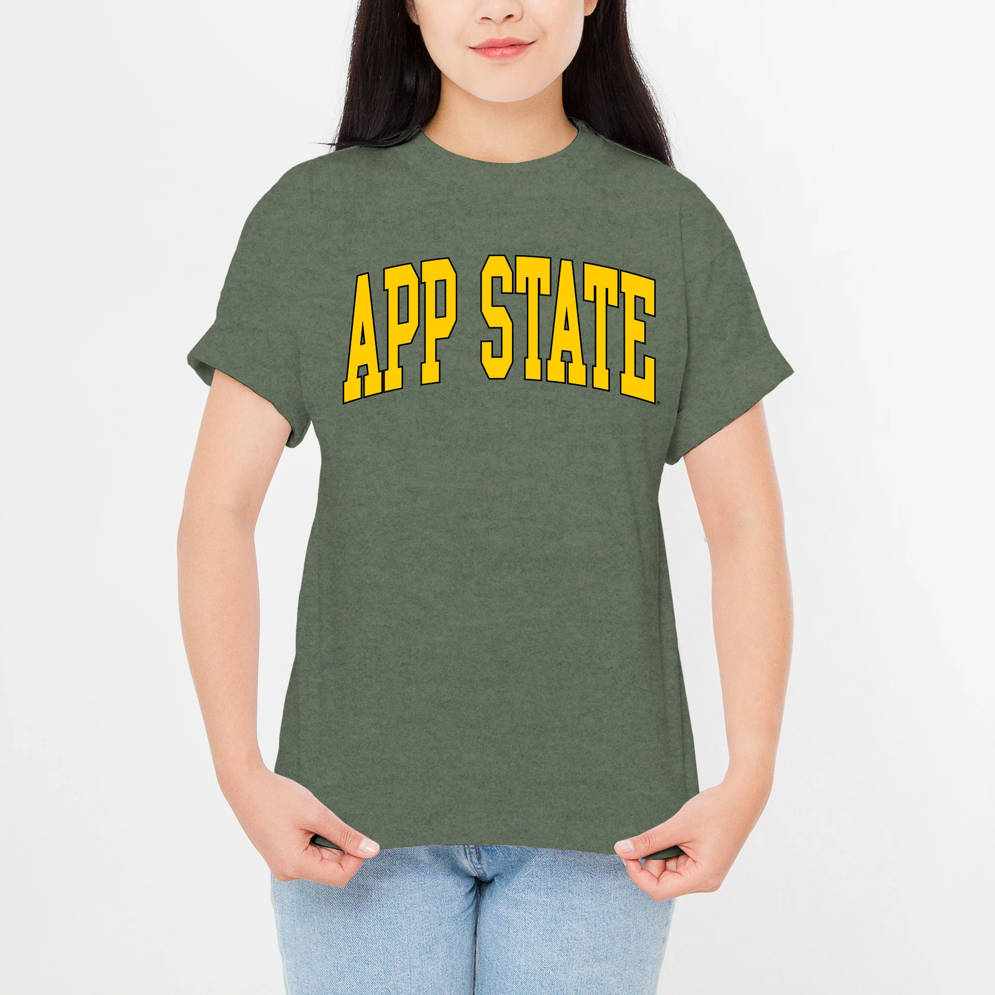 App State Mountaineers Mega Arch T-Shirt - Heather Military - Image 4