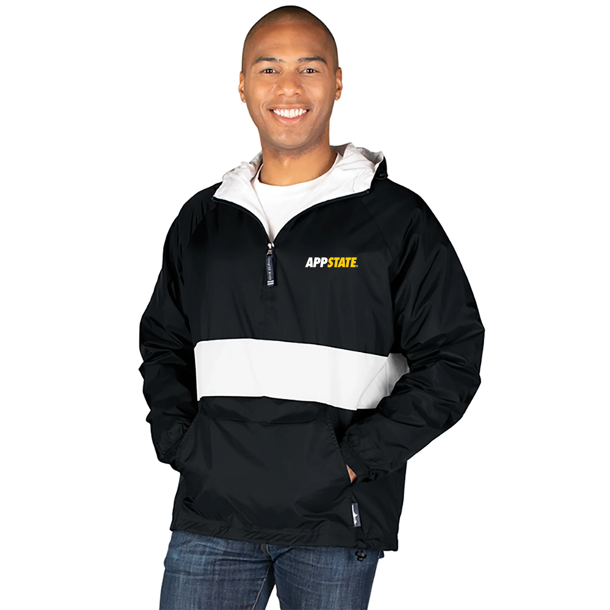 App State Primary Logo LC EMB Classic Striped Pullover - Black/White - Image 3