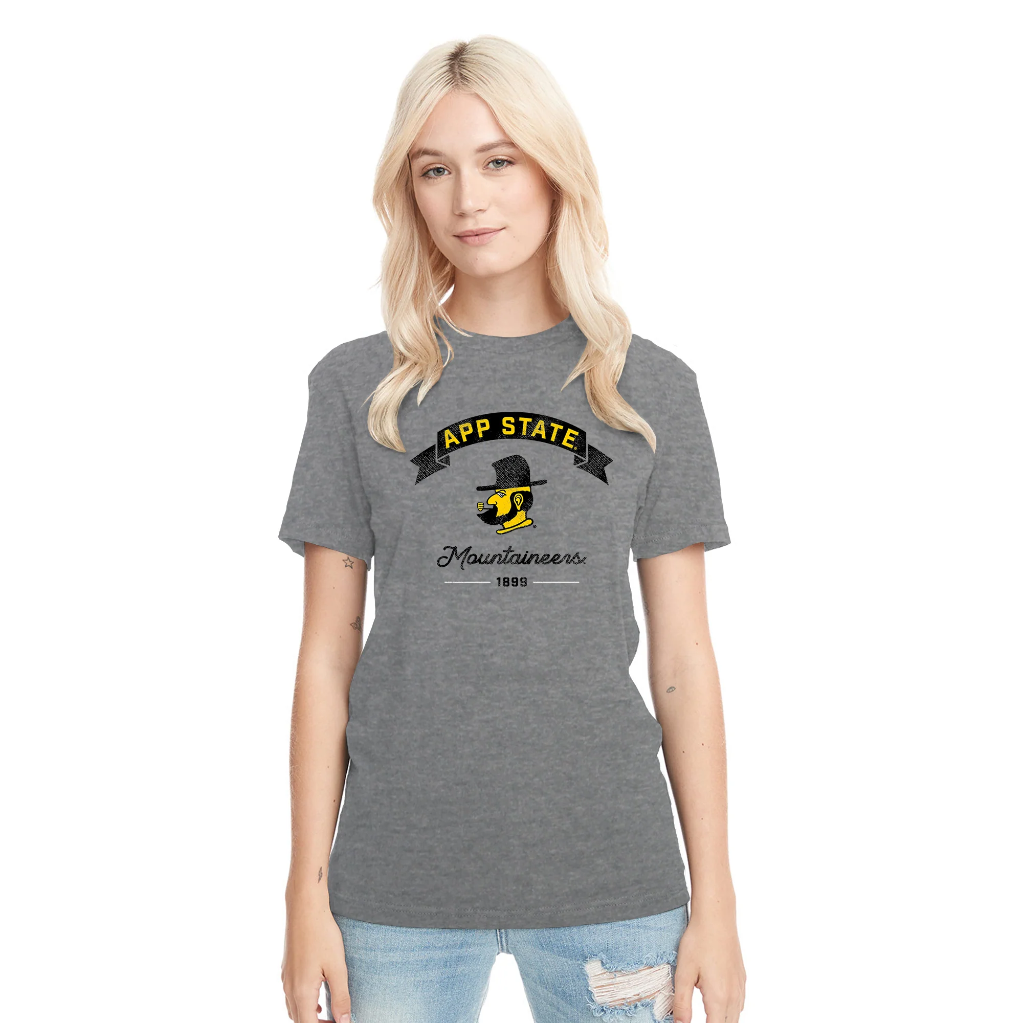 App State Ribbon Arc NLA Triblend T-Shirt - Premium Heather - Image 4
