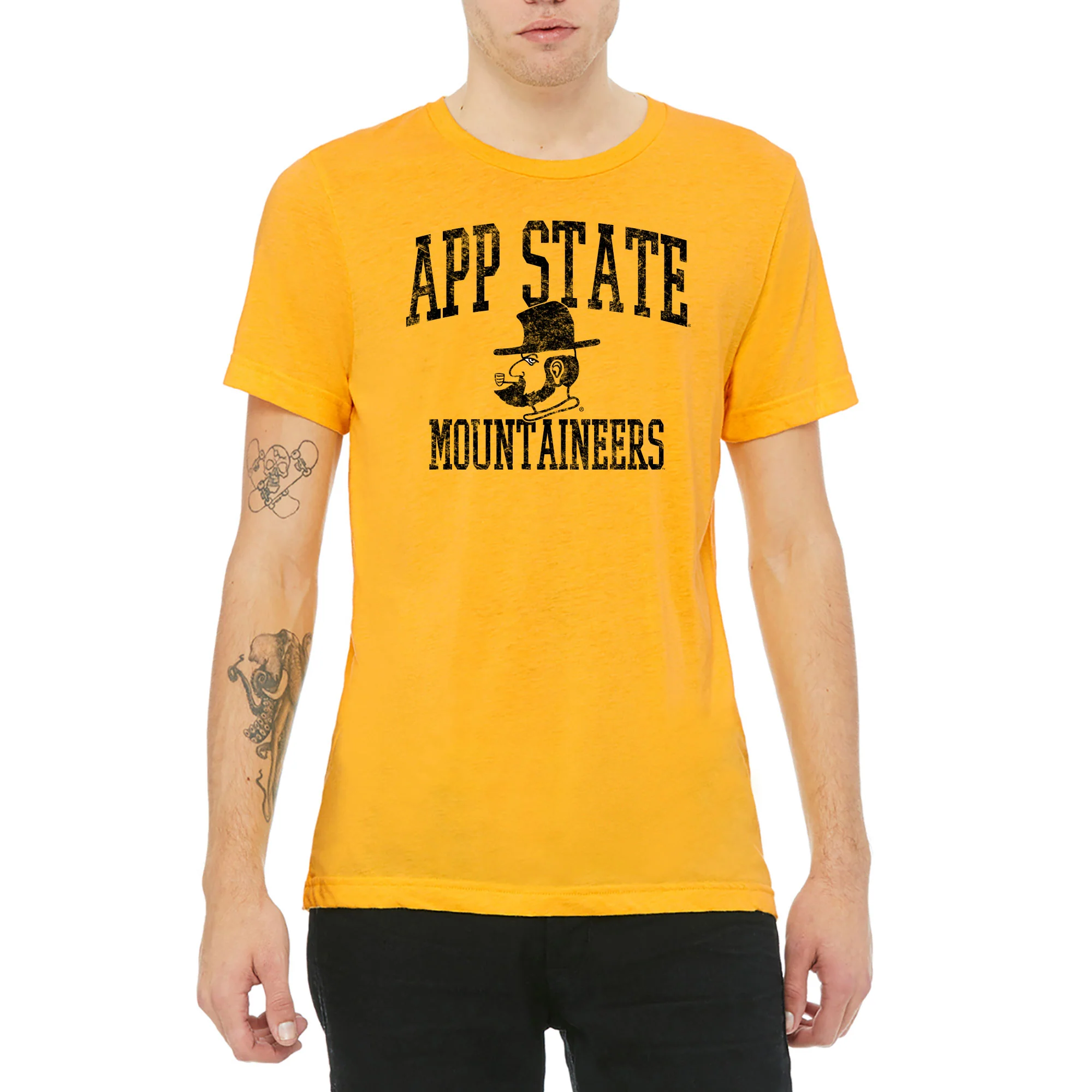 Appalachian State Josef Canvas Triblend Short Sleeve T Shirt - Yellow Gold - Image 3
