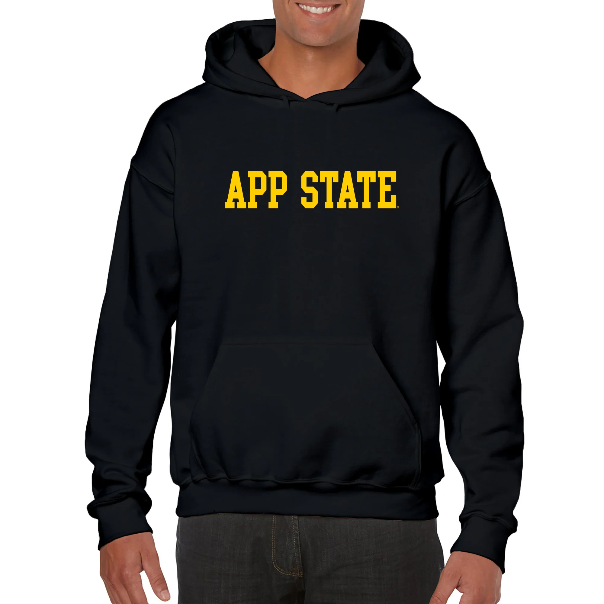 Appalachian State University Mountaineers Basic Block Cotton Hoodie - Black - Image 3