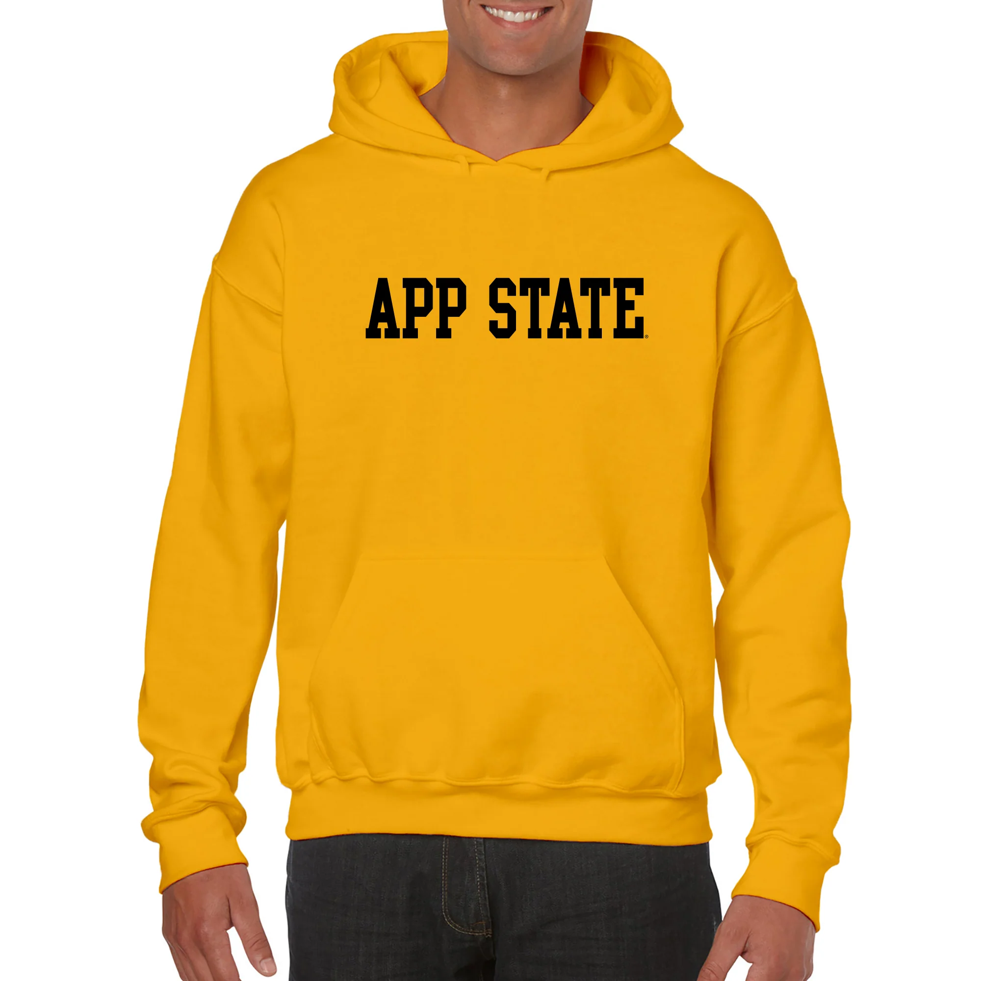Appalachian State University Mountaineers Basic Block Cotton Hoodie - Gold - Image 3