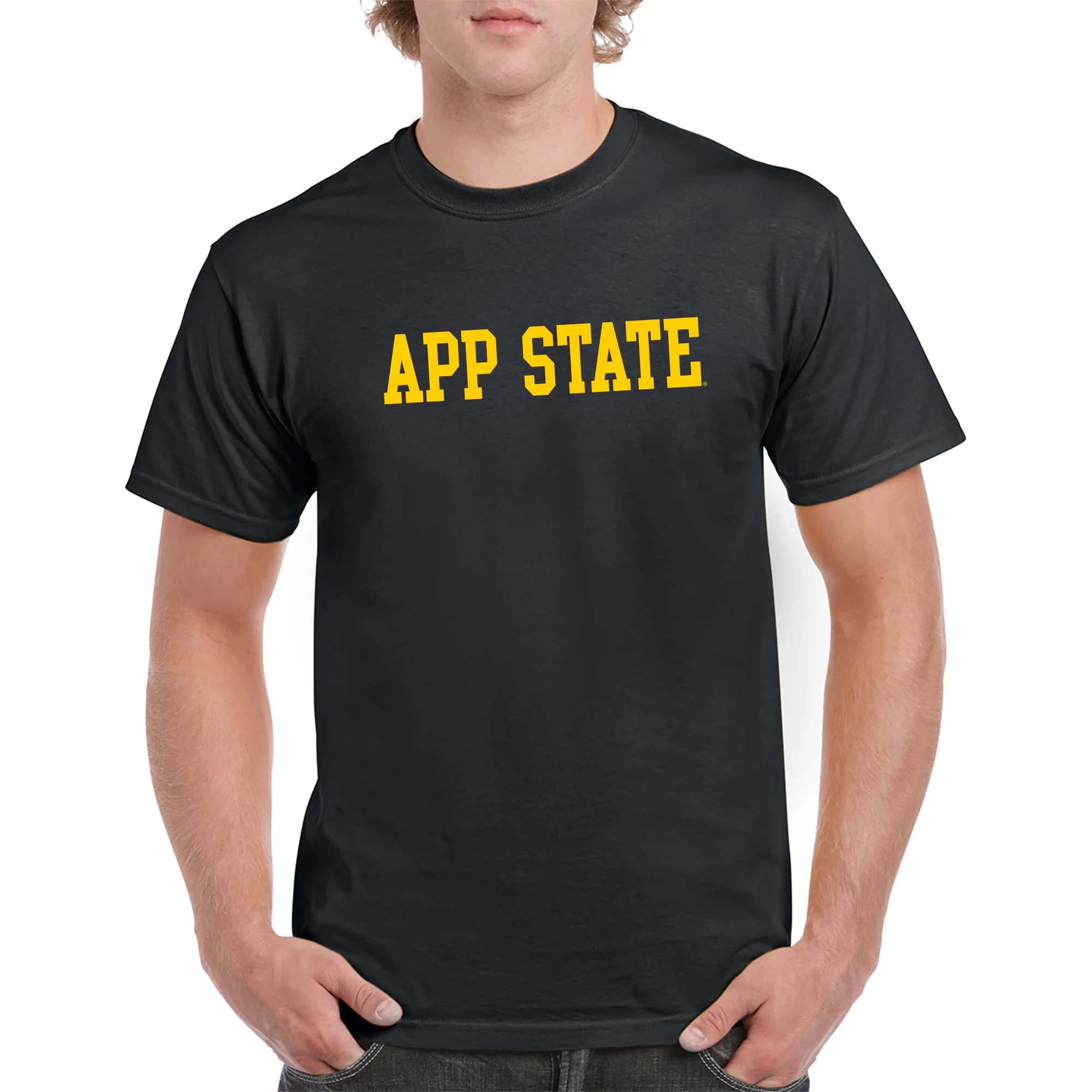 Appalachian State University Mountaineers Basic Block Cotton T-Shirt - Black - Image 3