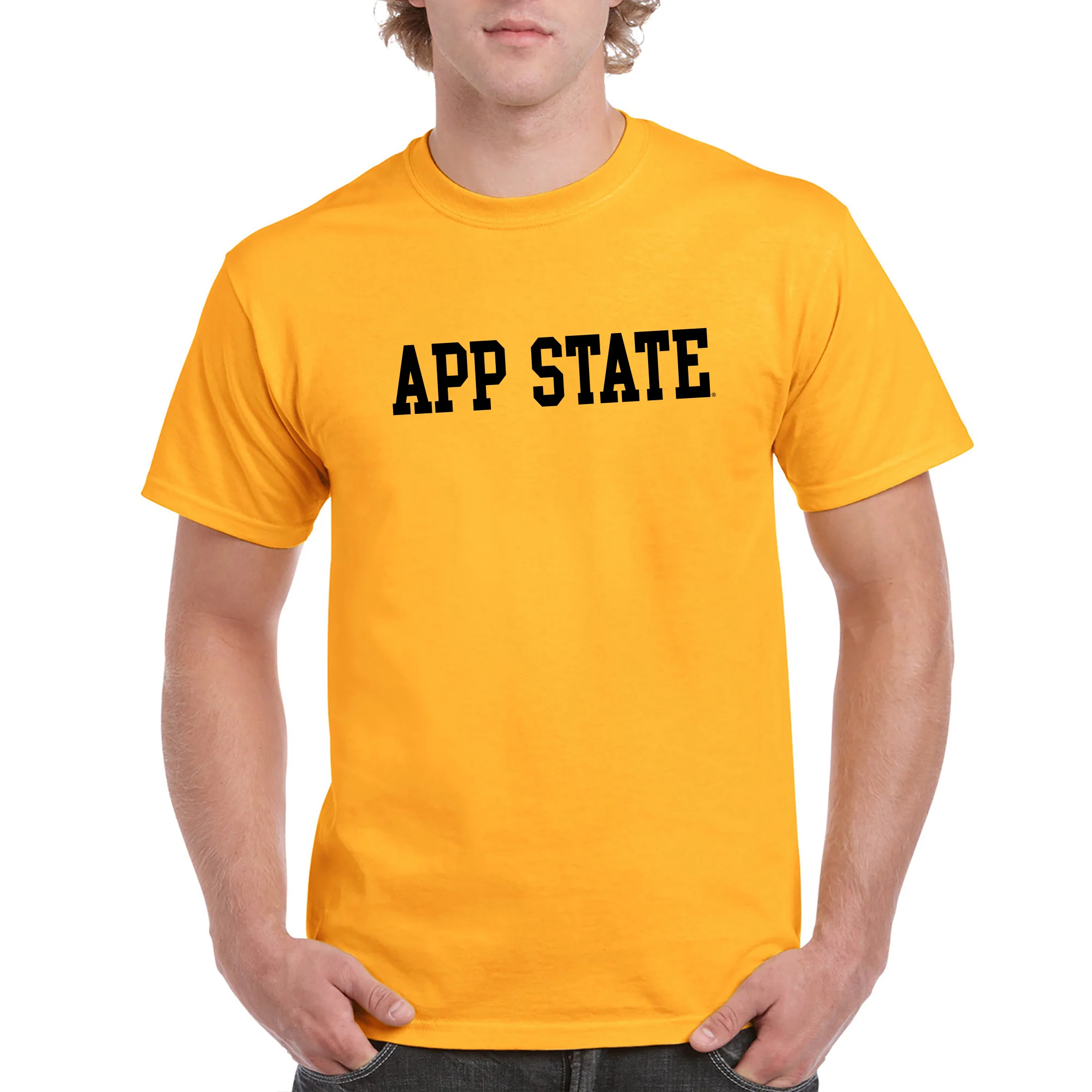 Appalachian State University Mountaineers Basic Block Cotton T-Shirt - Gold - Image 3