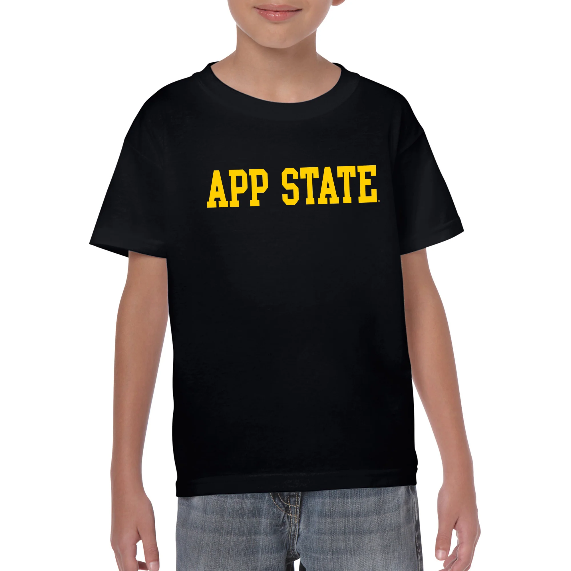 Appalachian State University Mountaineers Basic Block Cotton Youth T-Shirt - Black - Image 3