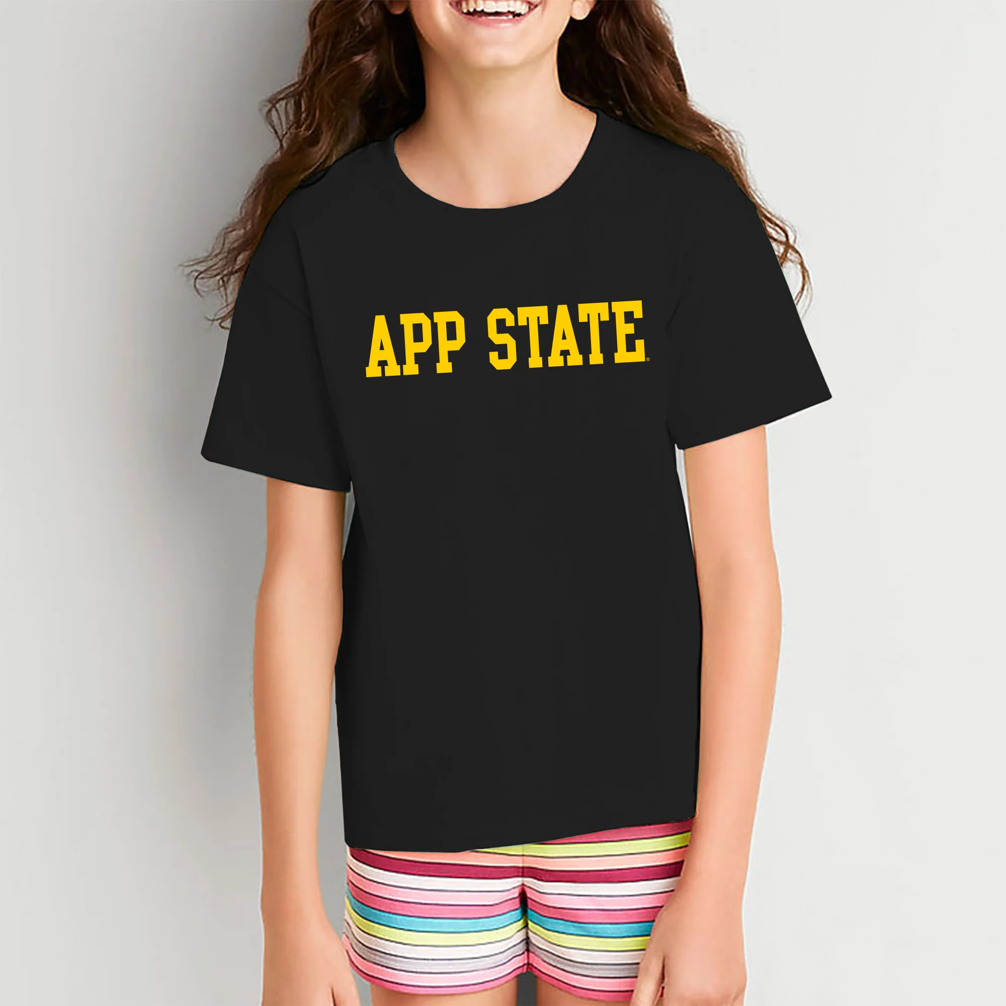 Appalachian State University Mountaineers Basic Block Cotton Youth T-Shirt - Black - Image 4
