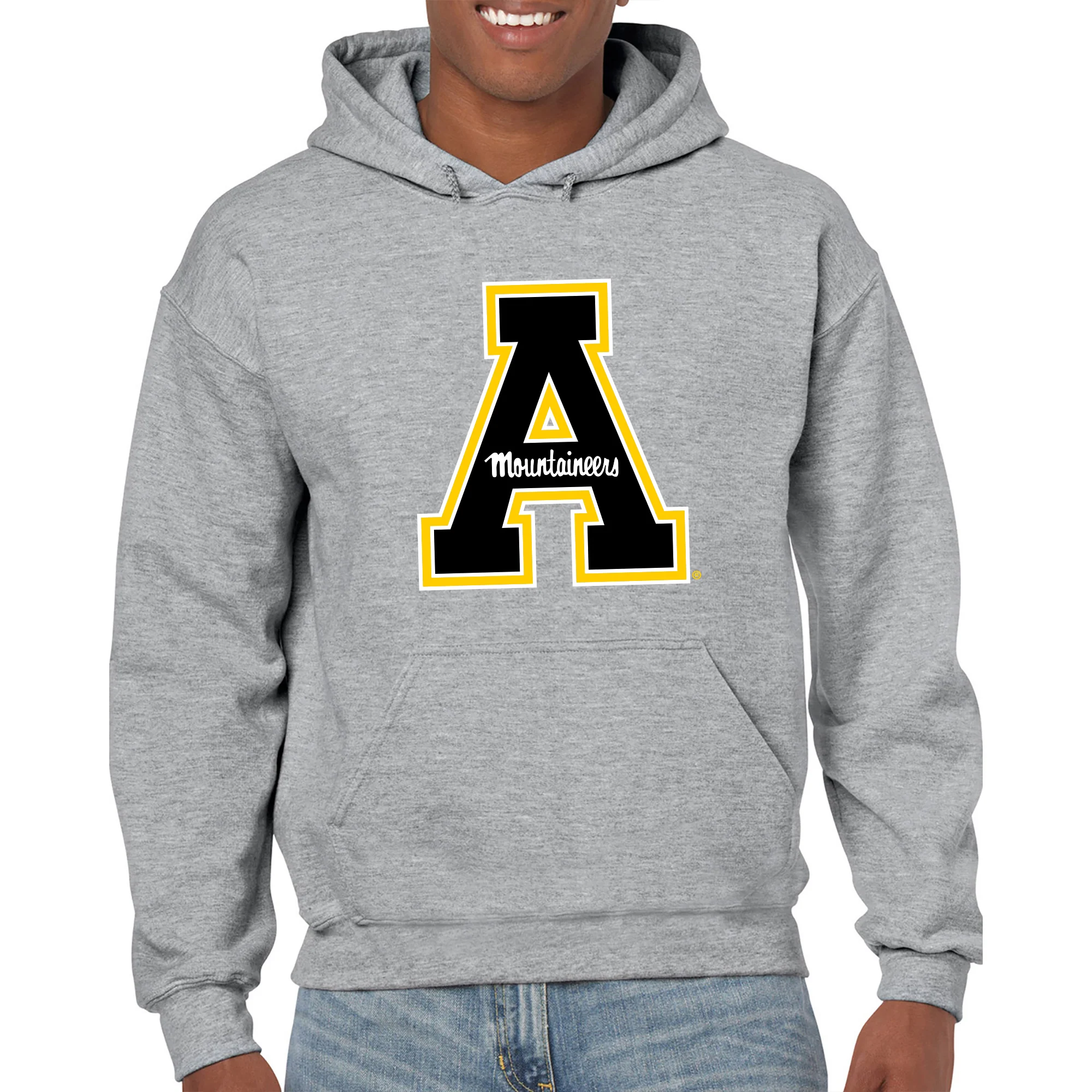Appalachian State University Mountaineers Primary Logo Cotton Hoodie - Sport Grey - Image 3
